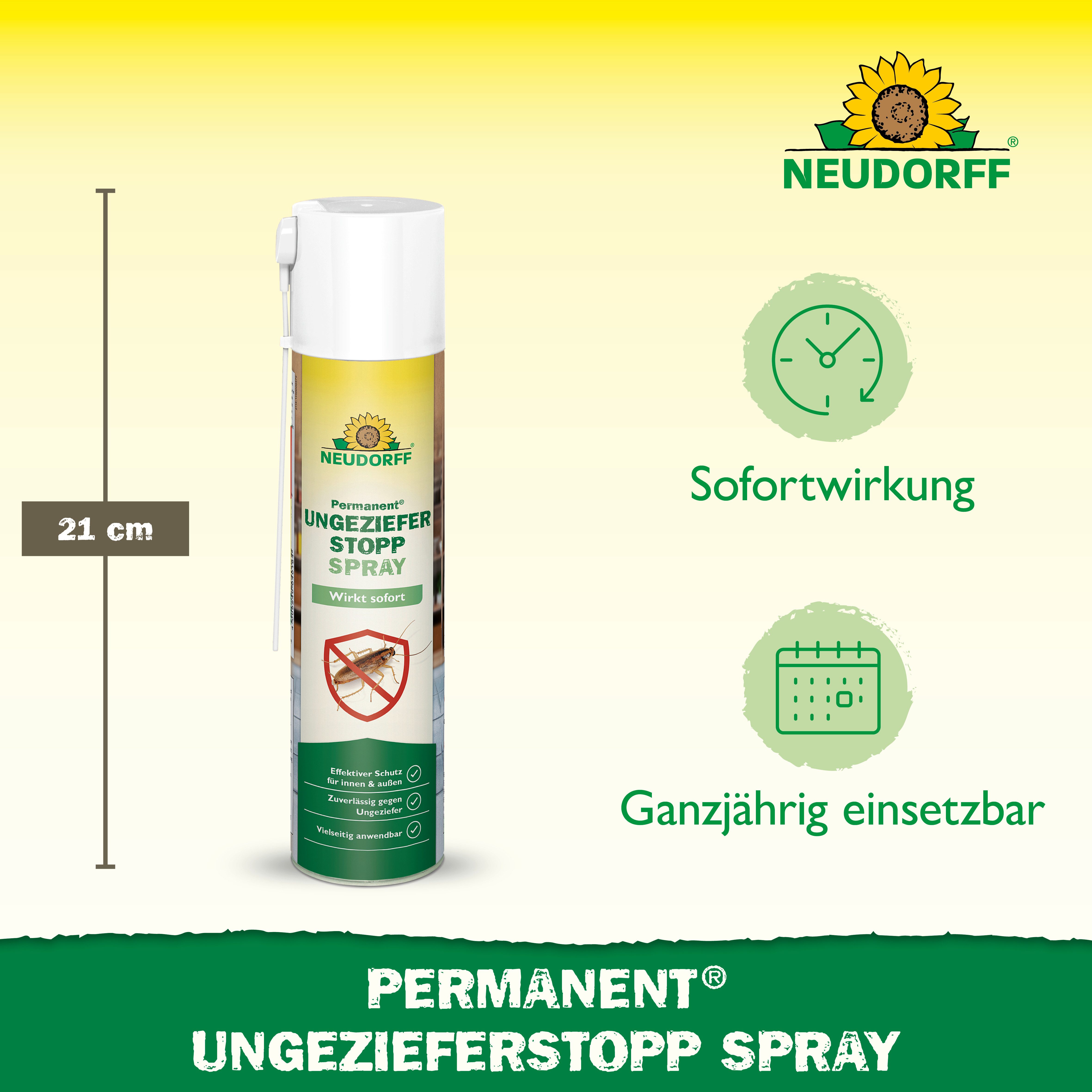 Neudorff Insektenspray Permanent UngezieferStopp Spray, 300 ml, Anwendungsfertiges Ungezieferspray mit Sprühröhrchen, Mit Pyrethrum & Geraniol gegen kriechende  – Bild 3 von 5
