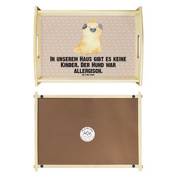 Mr. & Mrs. Panda Tablett Mops Krone - Hundeglück - Geschenk, Hundebesitzer. Spruch, Küchentabl, Echtholz lasiert, (1-tlg), Strahlender Aufdruck