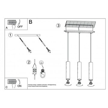 SOLLUX lighting Deckenleuchte Hängelampe Pendelleuchte LAGOS 3 schwarz, 3x GU10, ca. 45x6x90 cm