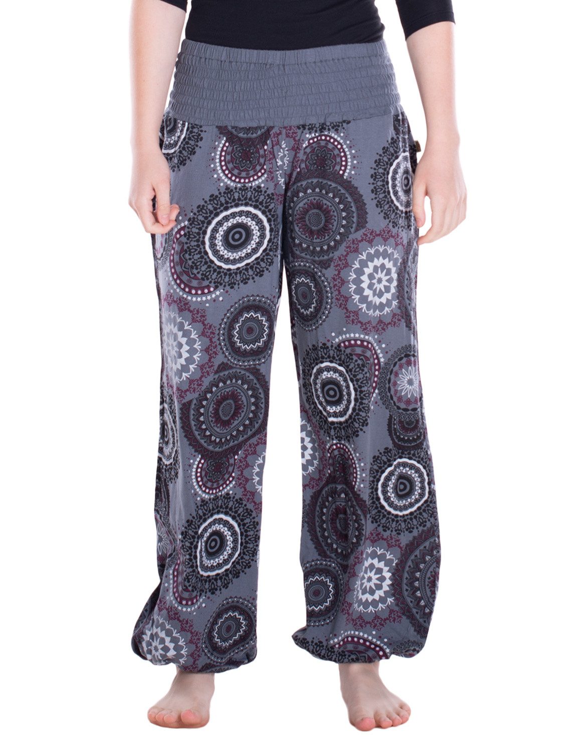 Vishes Haremshose Sommer Pluderhose mit breitem Bund und Mandalas, freesize 34–44 Alternative Bekleidung, Hippie, Goa Style