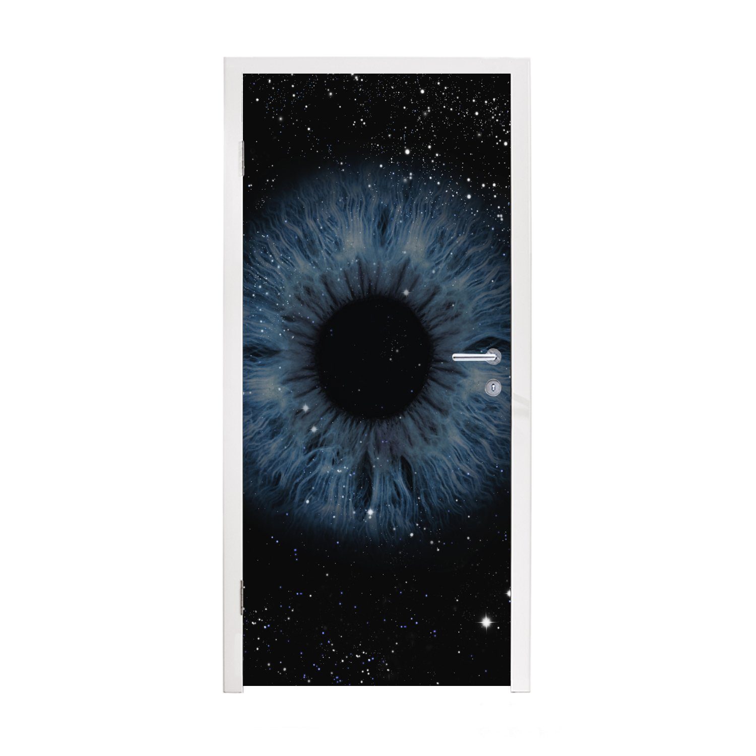 MuchoWow Türtapete Türaufkleber, Fototapete cm St), für im (1 Blaues 75x205 Weltraum, Tür, bedruckt, Matt, Auge