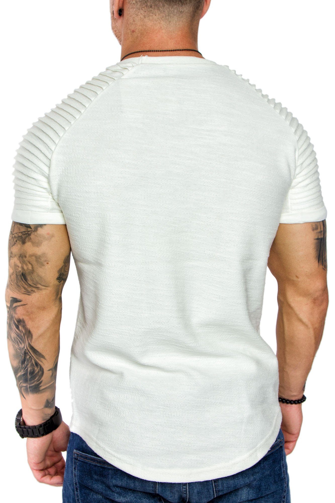 Oversize Vintage Amaci&Sons T-Shirt Herren Rundhalsausschnitt Weiß Sweat SALINAS Biker mit Shirt