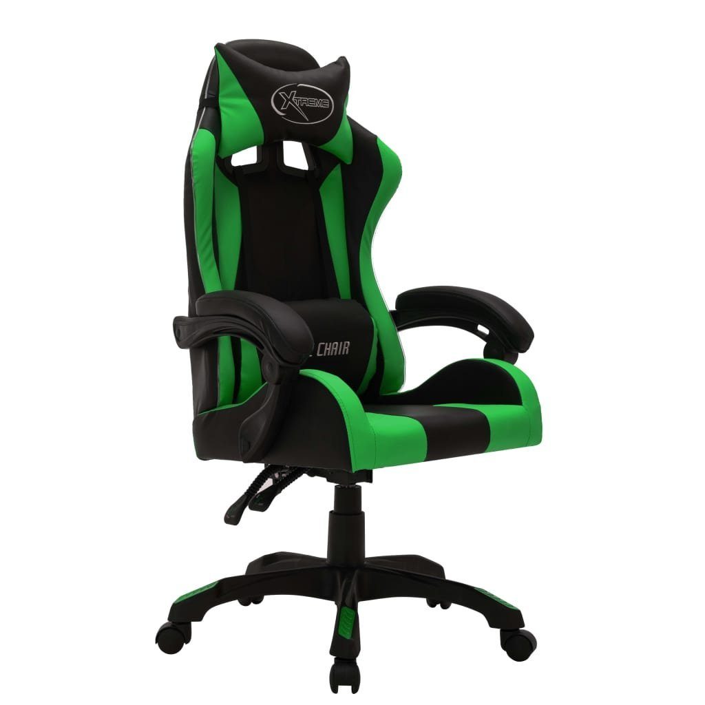 furnicato Bürostuhl Gaming-Stuhl und St) LED-Leuchten Schwarz Kunstleder mit (1 Grün RGB