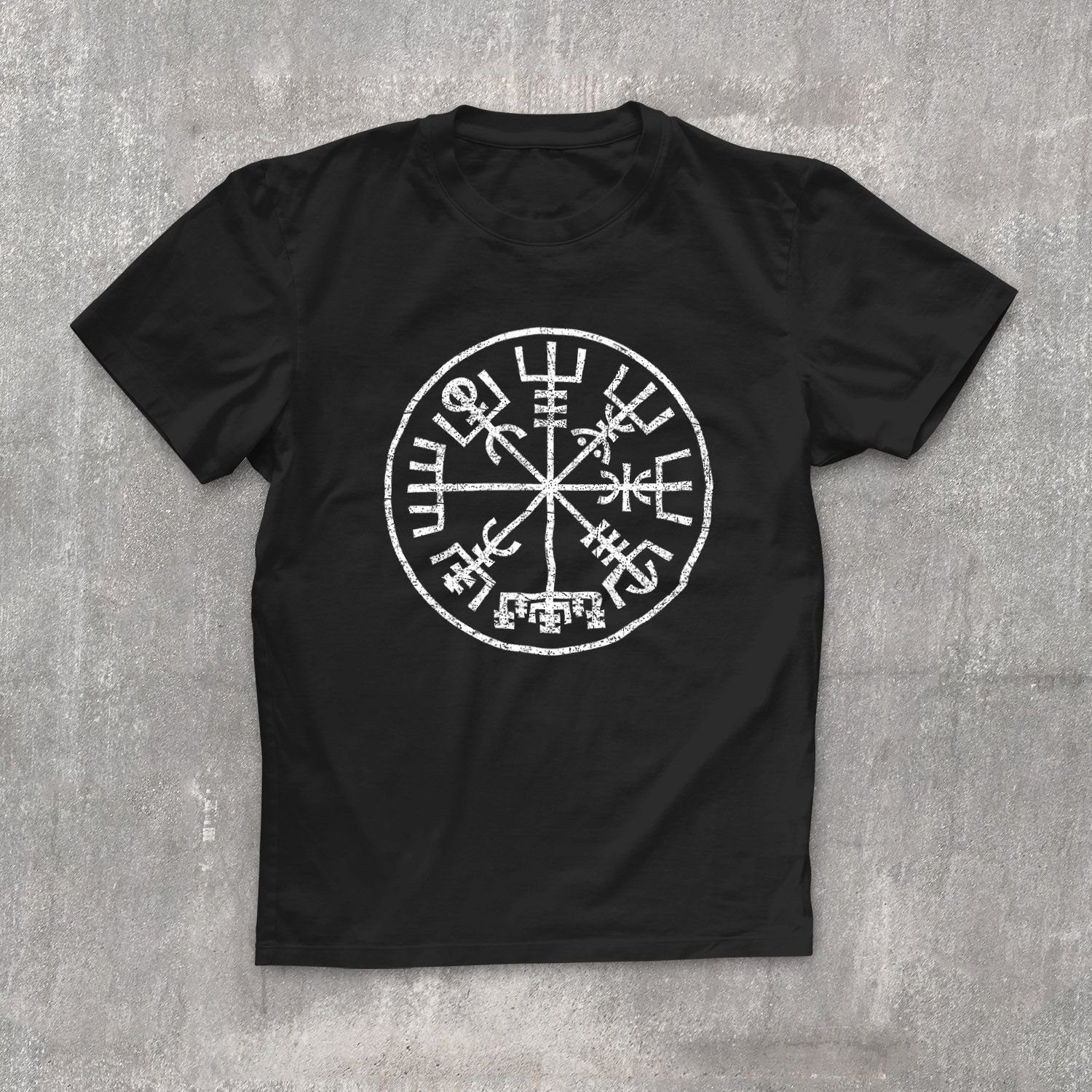 Neverless Print-Shirt Herren Kompass Print Neverless® Vegvisir Runenkompass nordische Mythologie Wikinger Germanen mit T-Shirt Kelten