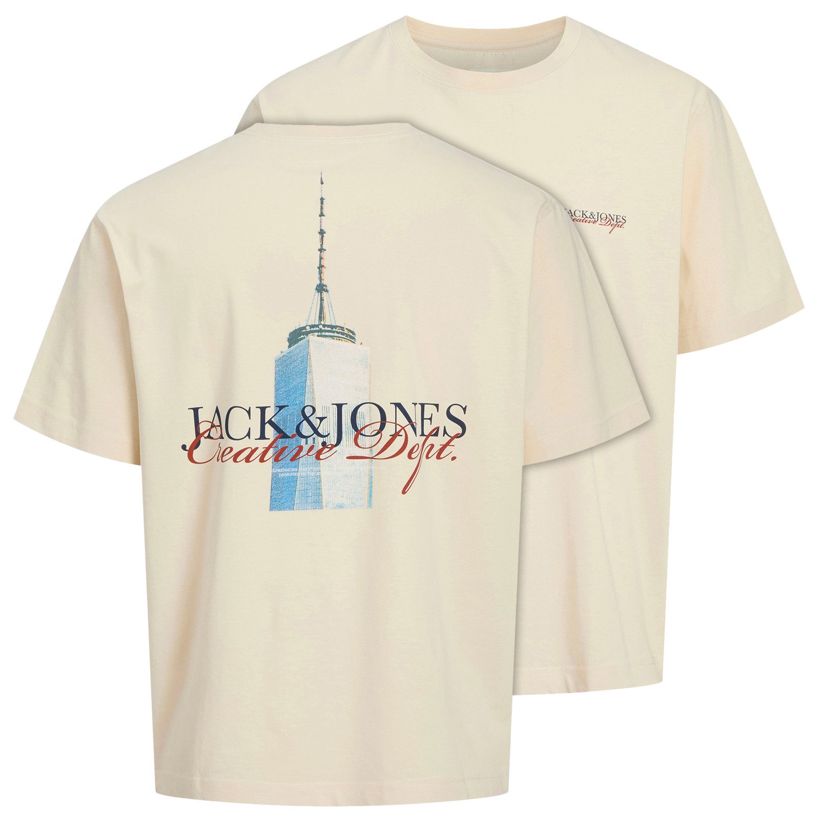 Jack & Jones Rundhalsshirt Jack&Jones T-Shirt XXL Rückenprint JORBOSTON creme. € 18,49