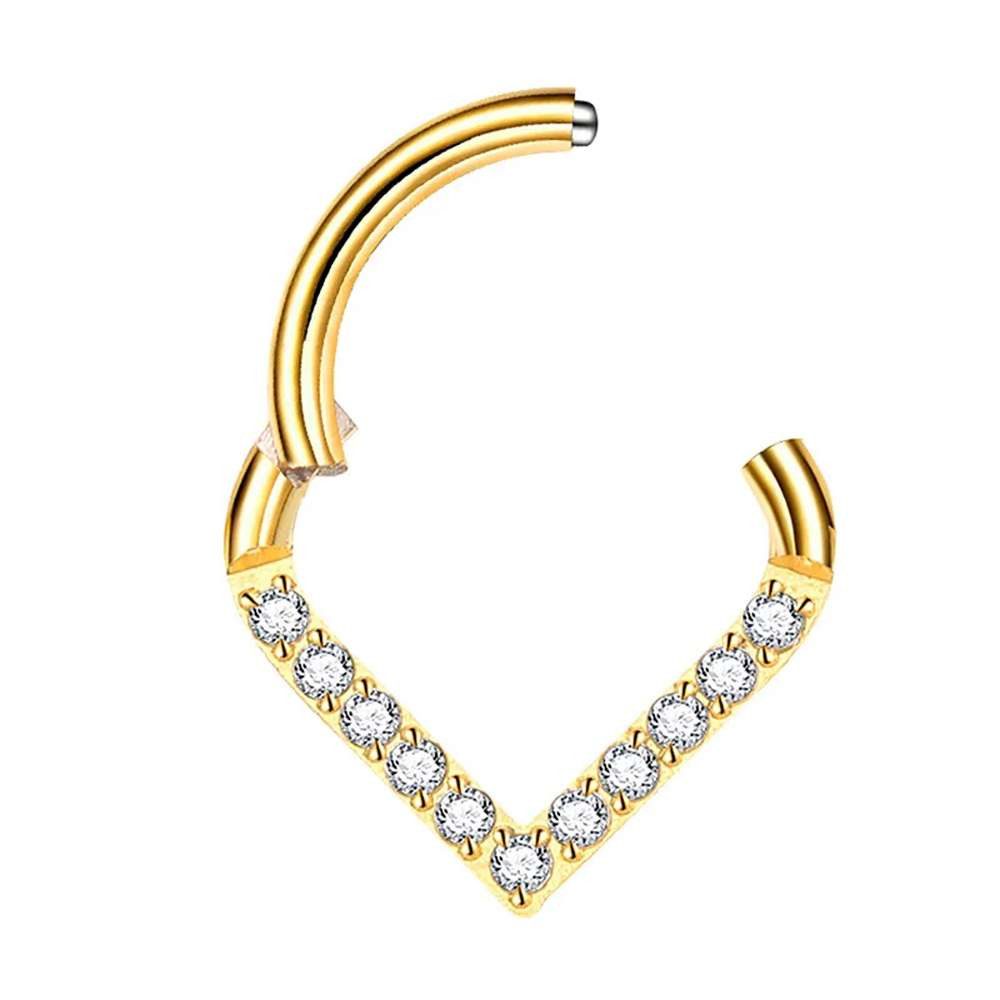 Taffstyle Nasenpiercing Titan G23 Septum Piercing Clicker Tragus Helix Tropfen Träne Kristalle (Eleganter Universal Clicker aus Titan G23 mit Glitzersteinen für das Ohr & Nase)