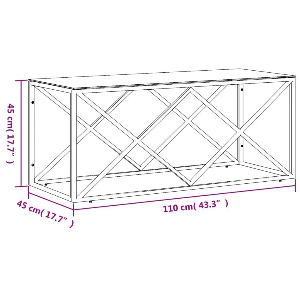 und Glas cm Couchtisch 110x45x45 Edelstahl vidaXL Couchtisch Golden