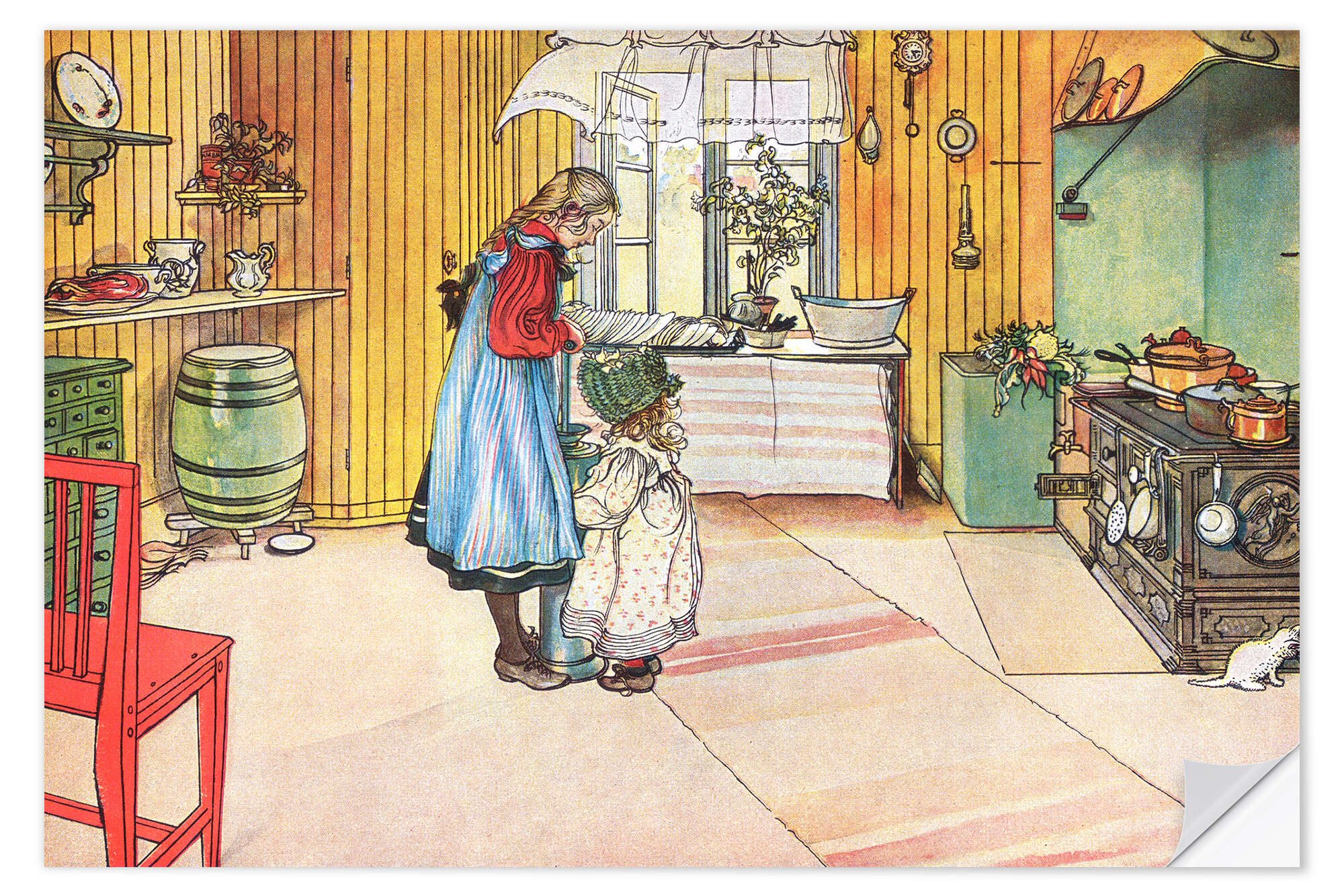 Posterlounge Wandfolie Carl Larsson, In der Küche, Malerei