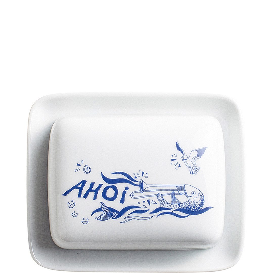KAHLA Butterdose Ahoi Marie Butterdose, eckig, Porzellan, (2-tlg., Butterdose bestehend aus Ober- und Unterteil), Made in Germany