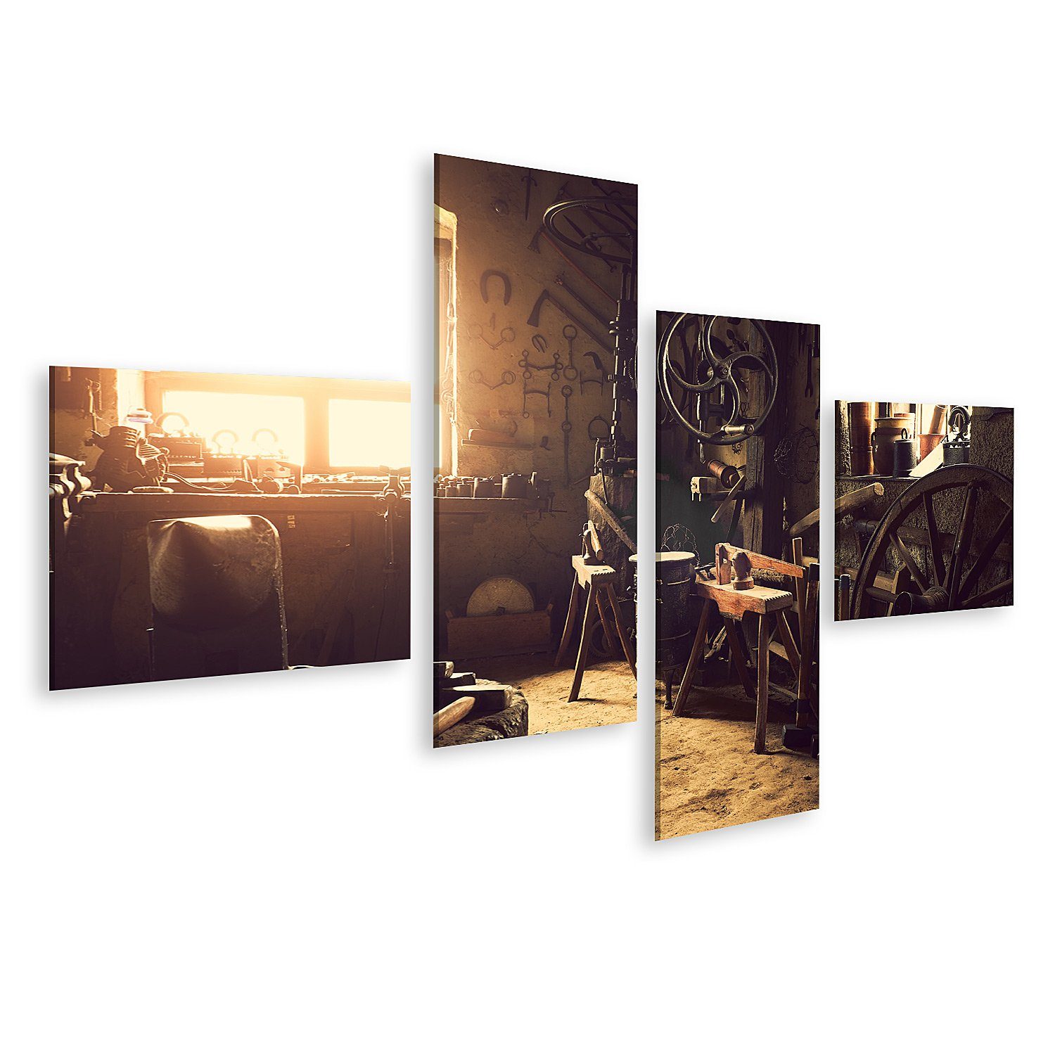 islandburner Leinwandbild Bild auf Leinwand Alte Werkstatt Werkzeuge Schmiedewerkstatt Wandbild