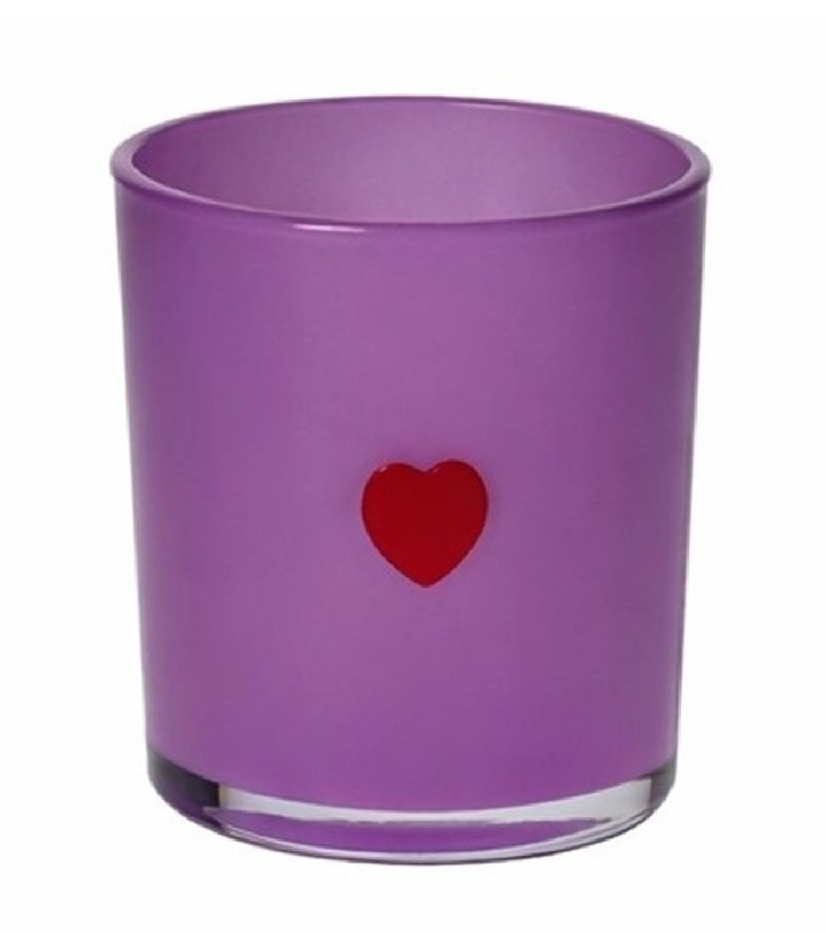 Giftcompany Teelichthalter Giftcompany - Windlicht Teelichthalter "Jacquard" H8cm Glas Herz Lila