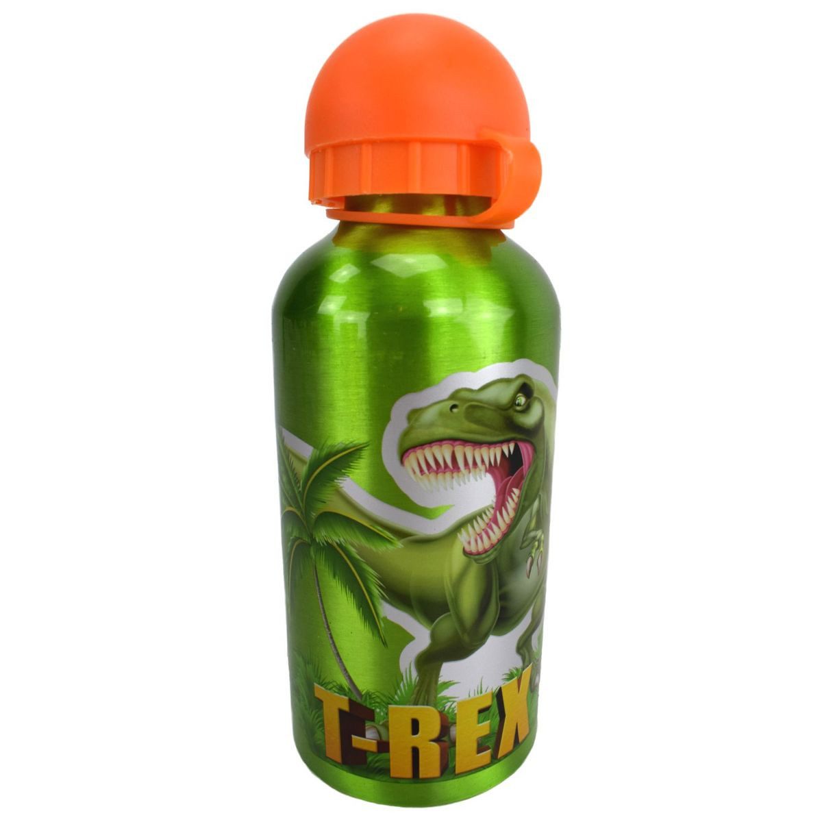 Stor Trinkflasche Aluminium Flasche für Kinder 400 ml Dinosaurier mit Kappe, extra leicht