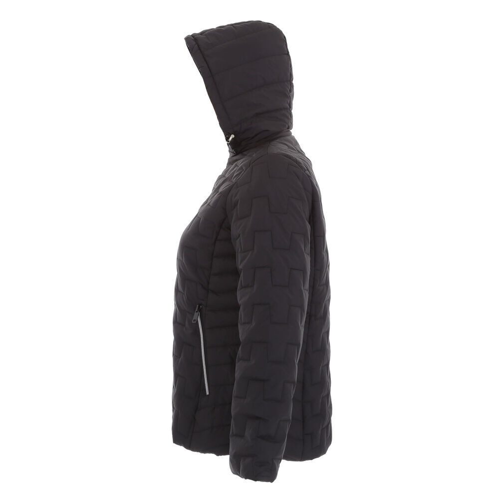 Ital-Design Steppjacke Damen Freizeit (87256656) Kapuze (abnehmbar) Leicht gefüttert Übergangsjack in Schwarz – Bild 4 von 5