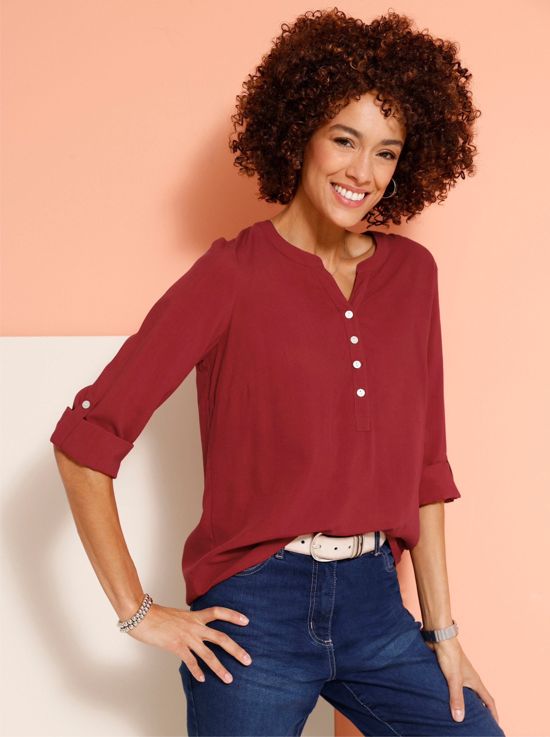 Sieh an! Klassische Bluse Schlupfbluse Langarm