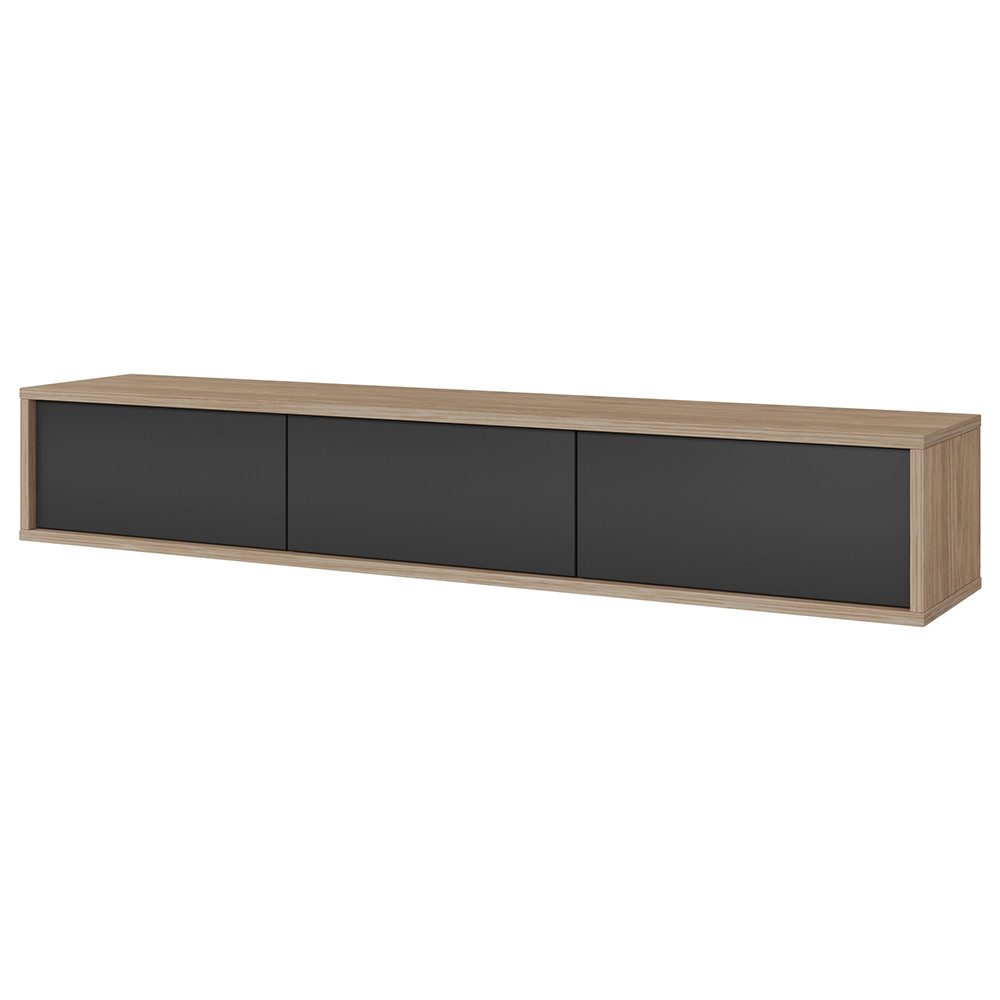 Lomadox Lowboard FORLI-83, Eiche mit anthrazit modern Push-to-open 180x32x36 cm