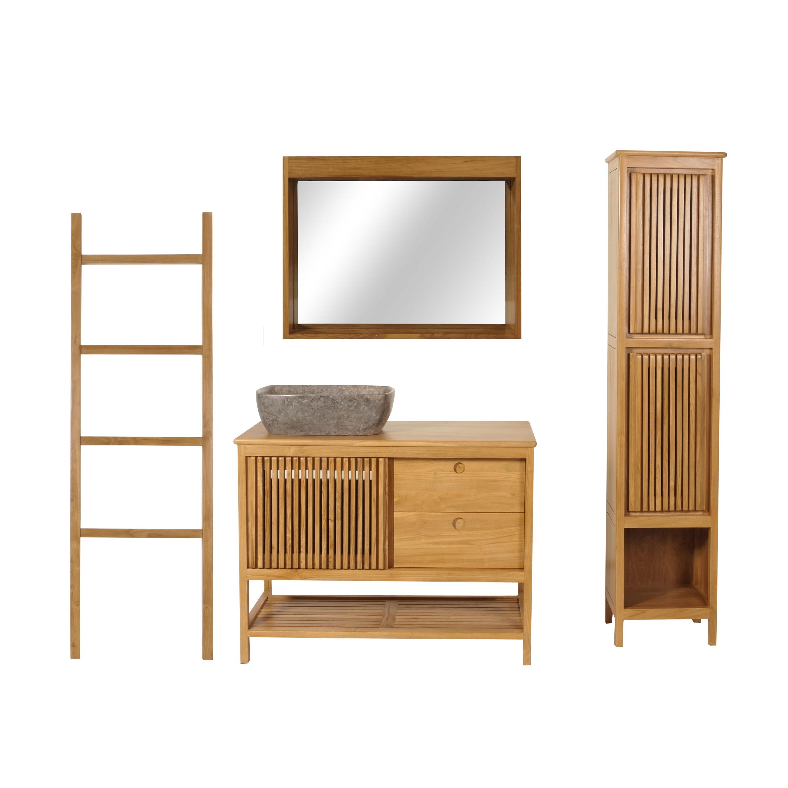 MCW Badmöbel-Set MCW-M70-S, (Set, 5-St., 5er), Türoberflächen im Gitter-Design, Komplett fertig montiert