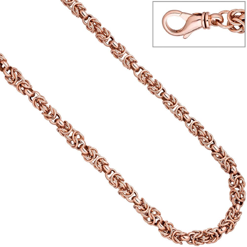 Schmuck Krone Königskette 7,2mm Königs-Erbskette, 925 Silber rotvergoldet, 50cm, Silber 925