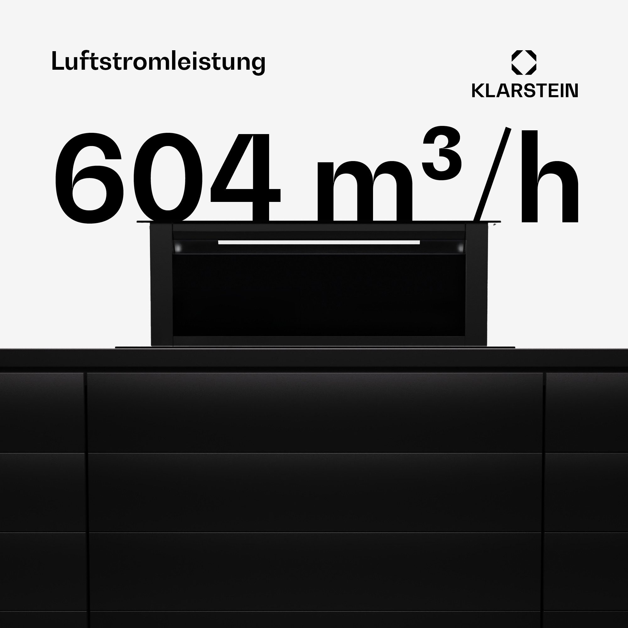 Klarstein Deckenhaube Royal Flush Eco Serie Royal Flush Eco Dunstabzug Downdraft 90 cm 714 m³/h Glas Edelstahl Royal Flush Eco, Versenkbare Tischabzugshaube Abluft Umluft mit LED & 4 Stufen