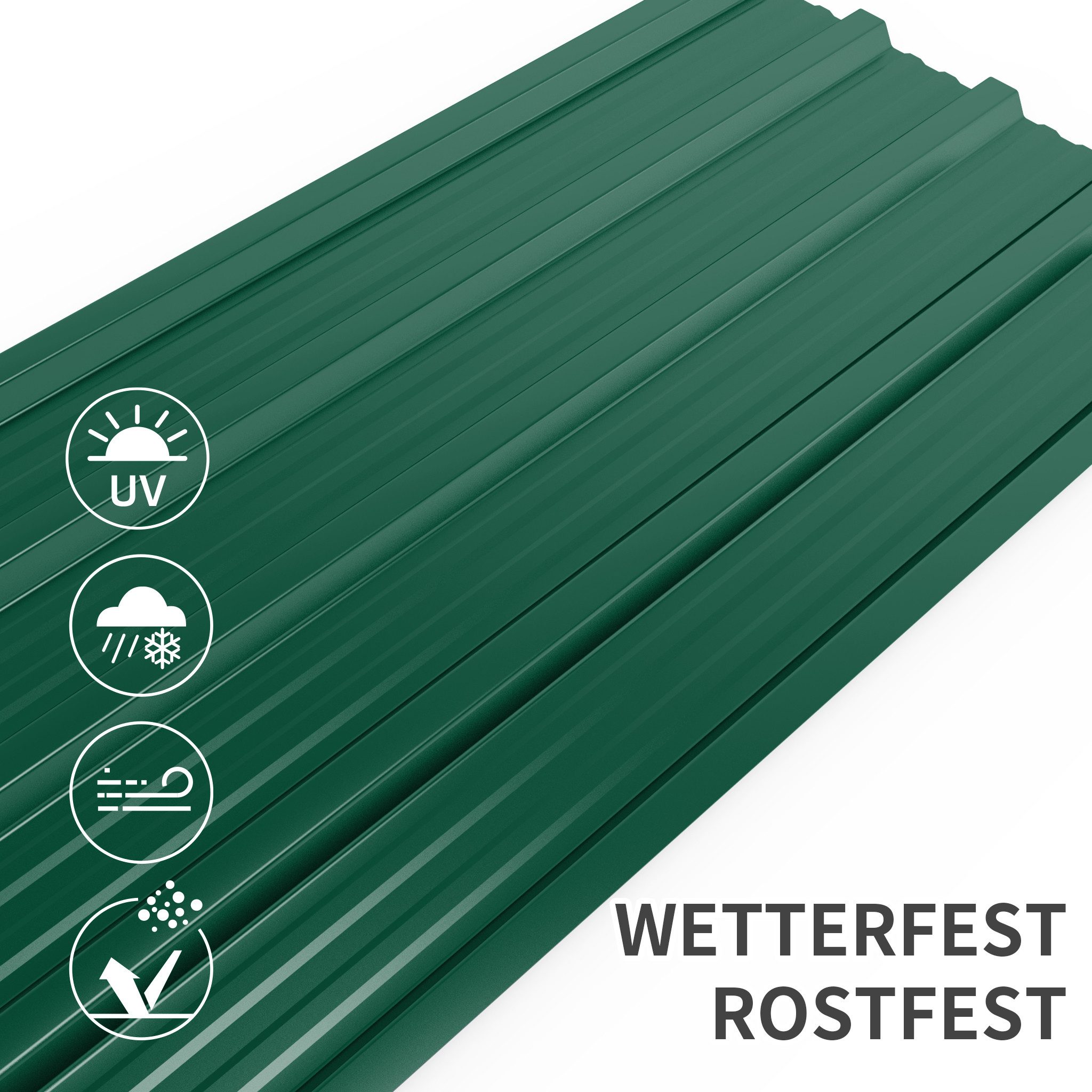 Mondeer Wellplatte Dachplatten(14-tlg), 0,25 mm, (Metall Trapezblech, 14-St), Wellblechplatten für Dach, 7m², 110*46cm, Grün – Bild 3 von 5
