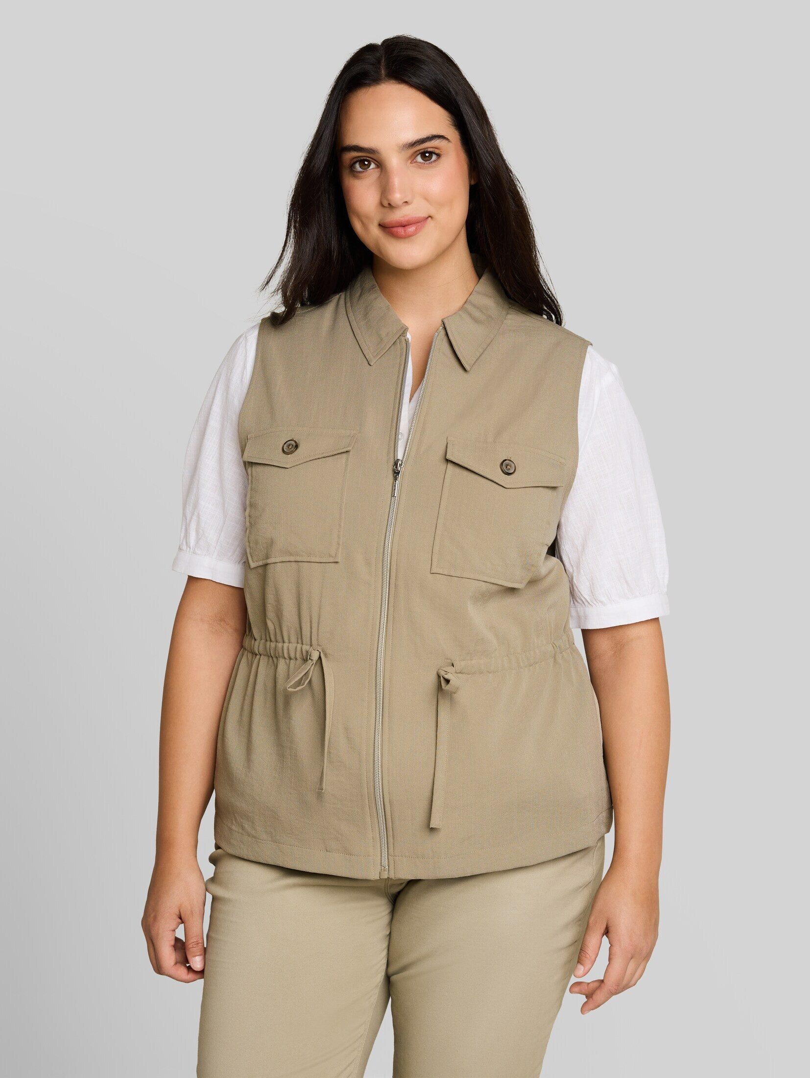 TOM TAILOR PLUS Kurzblazer Blazer Plus Size - Regular Fit Weste mit Brusttaschen