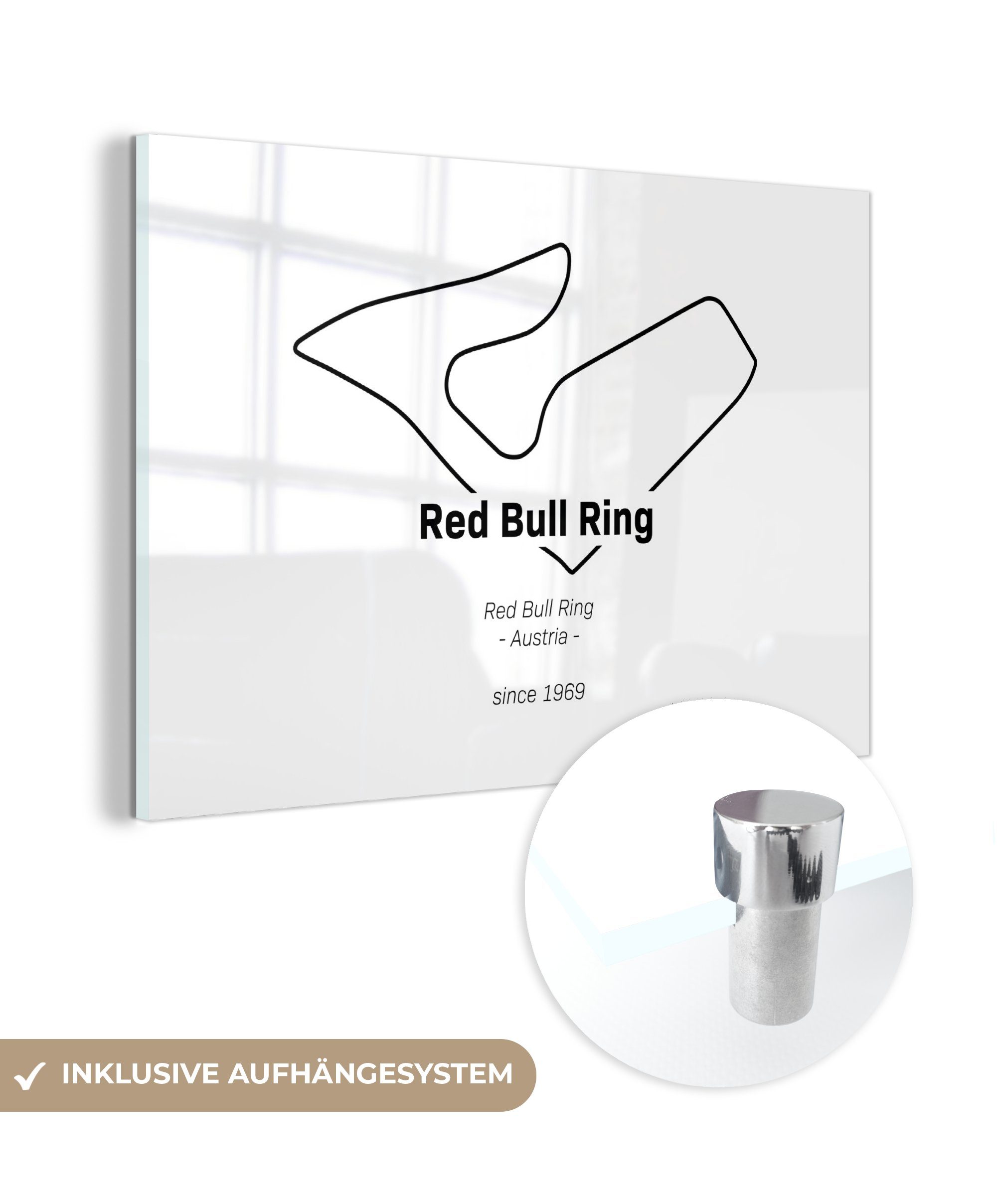 MuchoWow Acrylglasbild Red Bull Ring - Formel-1-Rennstrecke, (1 St), Glasbilder - Bilder auf Glas Wandbild - Foto auf Glas - Wanddekoration