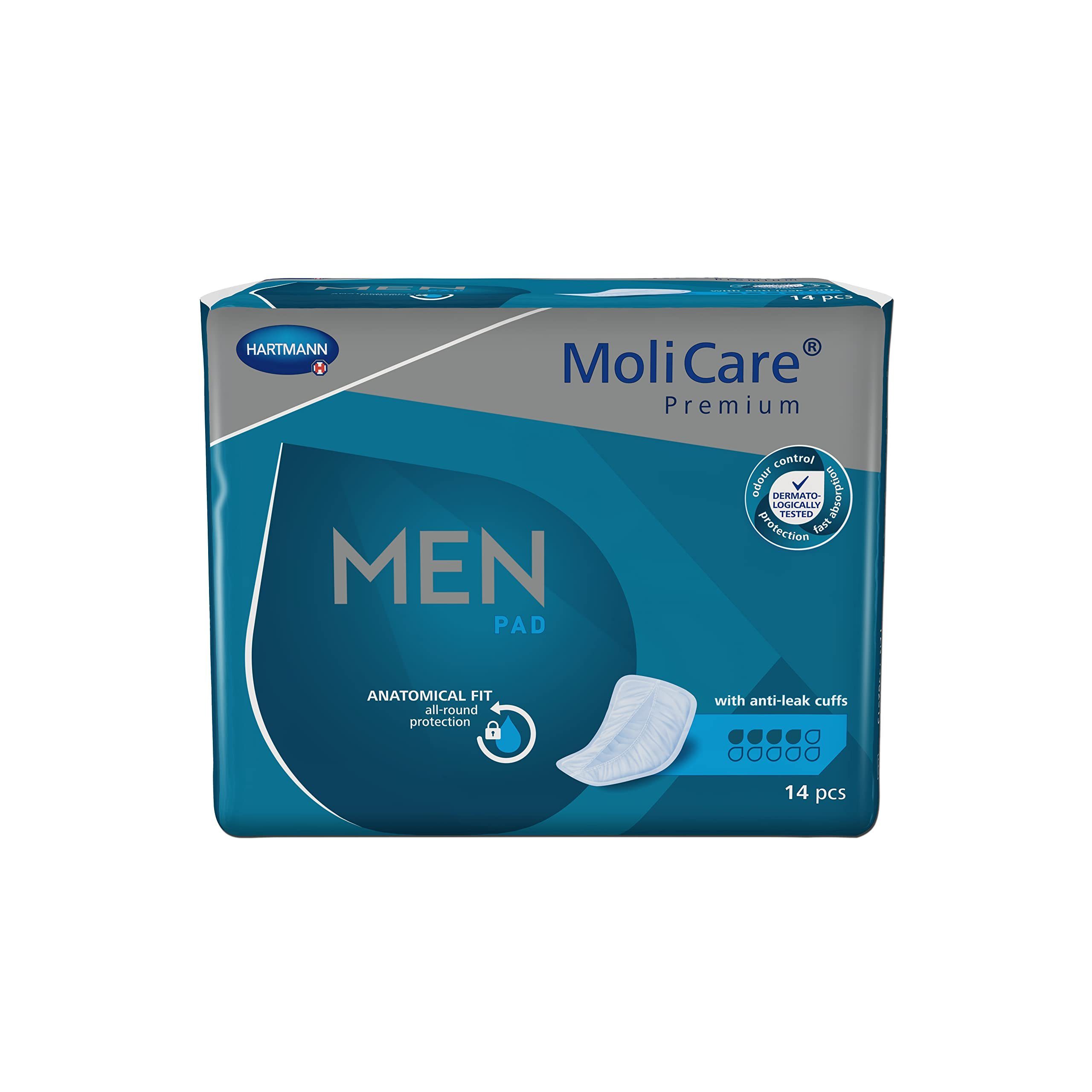 Molicare Einlage »Premium MEN PAD: Inkontinenz-Einlage für Männer bei  Blasenschwäche«, 4 Tropfen, v-förmige Passform, 14 Stück