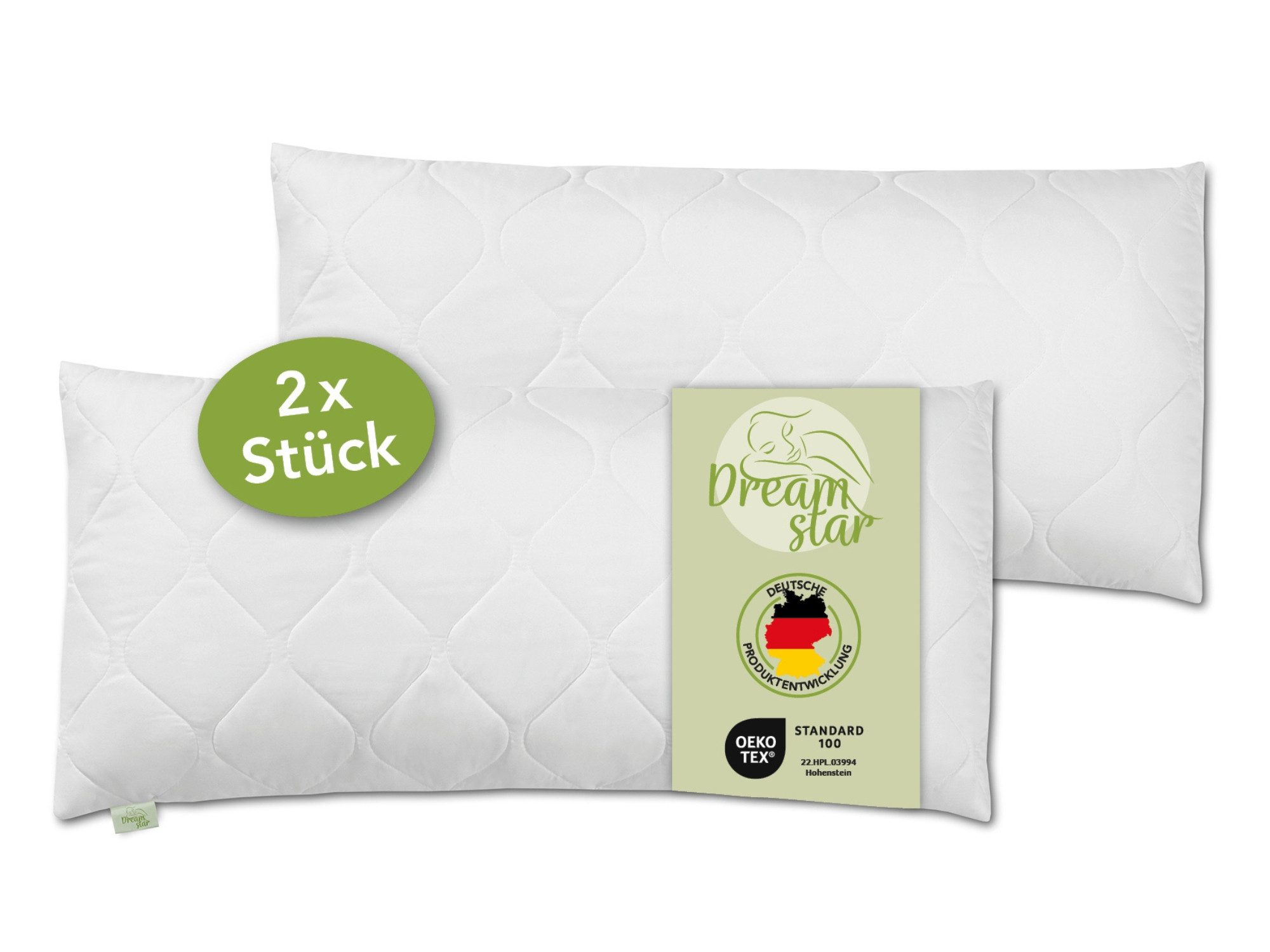 Dreamstar Microfaserkissen gestepptes Kopfkissen 40x80 cm günstig online kaufen