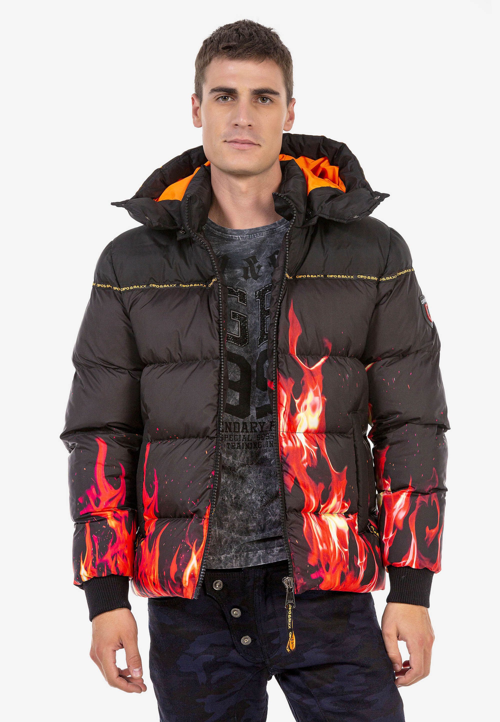 Cipo & Baxx Winterjacke Winterjacke mit Flammen-Motiv günstig online kaufen