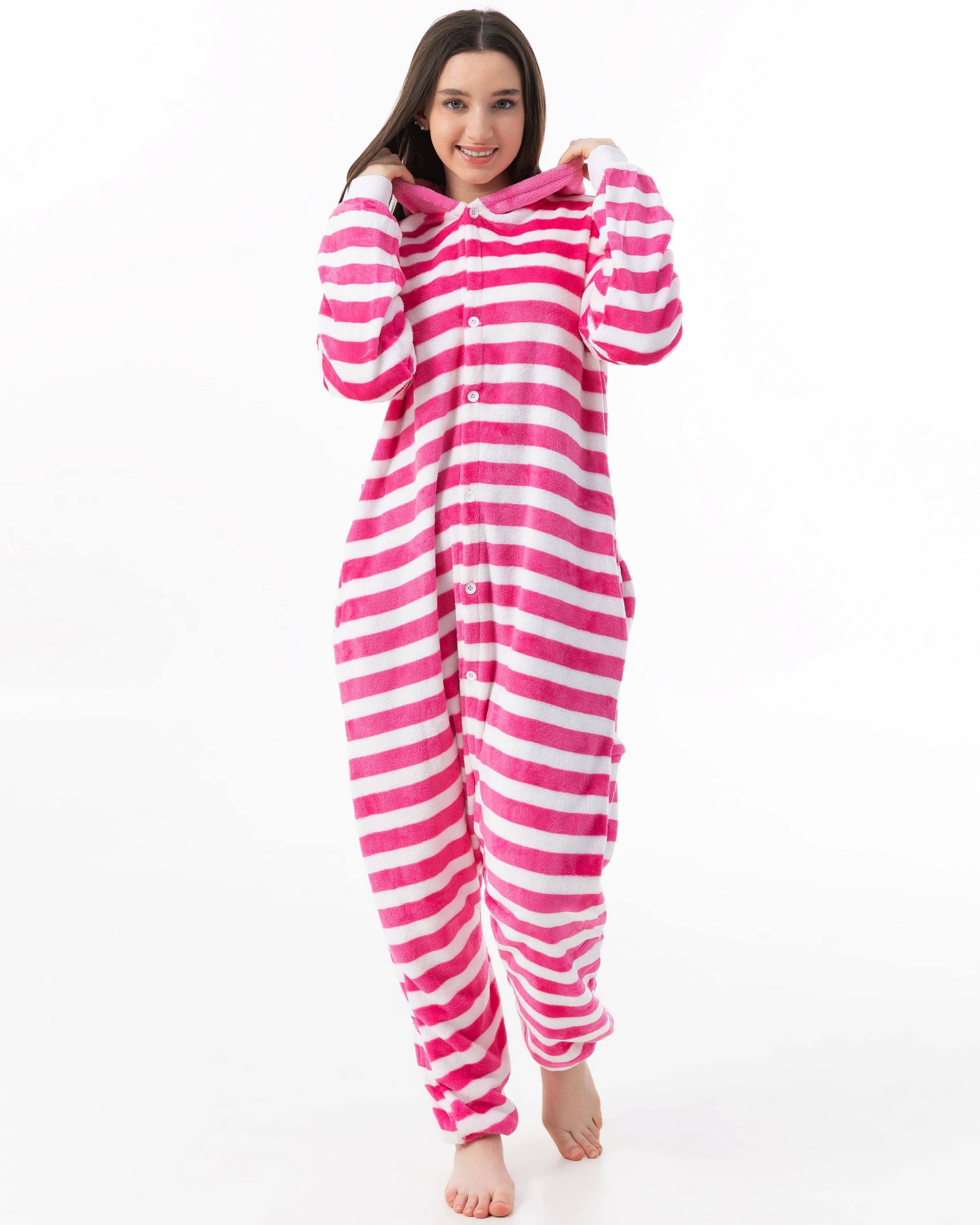 Katara Partyanzug Fantasy Figuren Jumpsuit Kostüm Erwachsene S-XL, Karneval, Karnevalskostüm, Kigurumi Grinsekatze pink S (145-155cm)