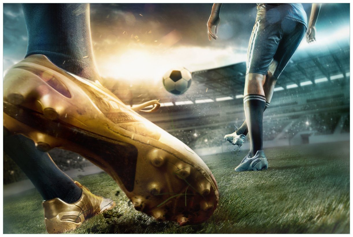 Wallario Wandfolie, Fußball Goldschuh auf dem Feld, in verschiedenen Ausführungen