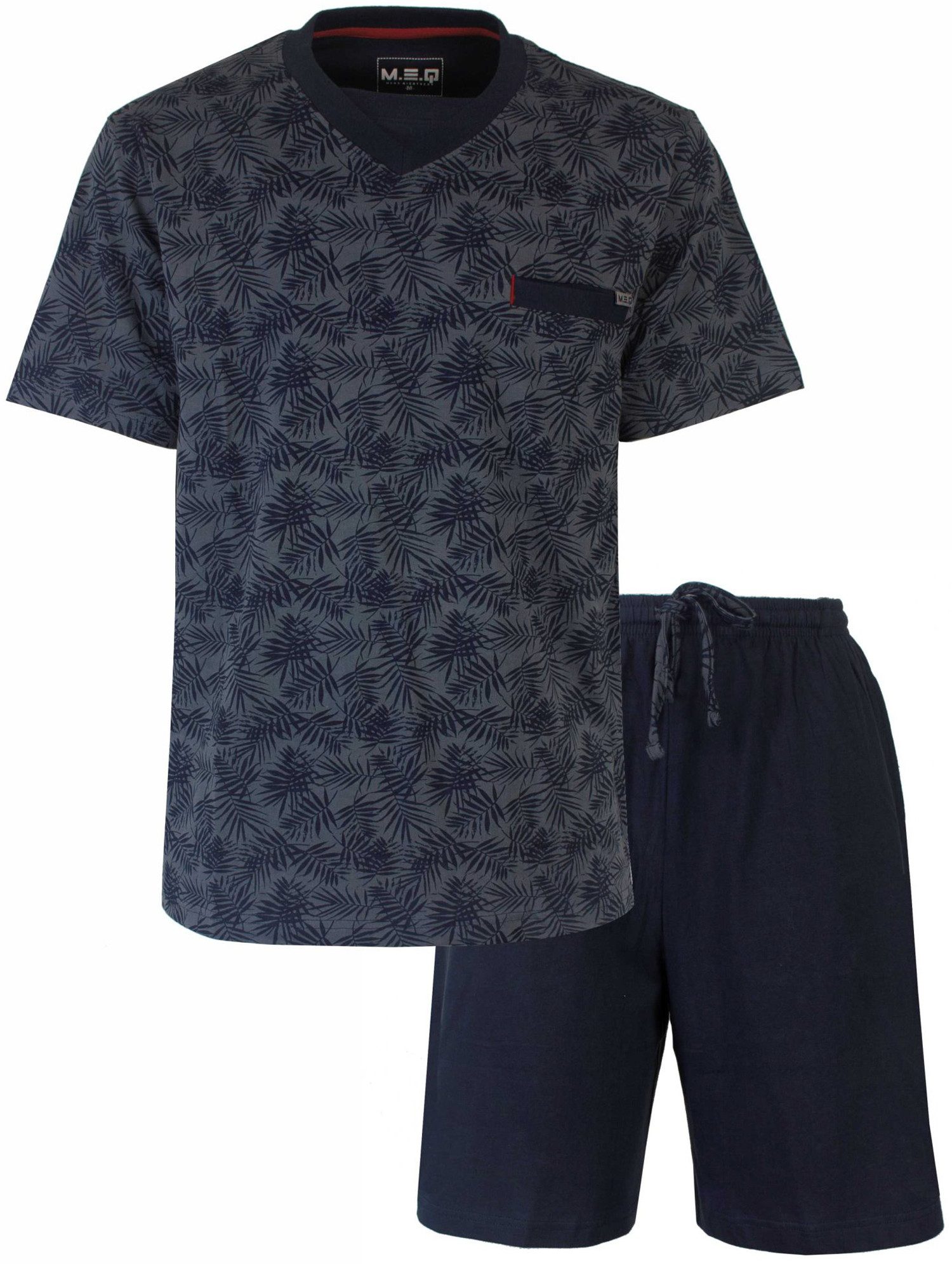 M.E.Q. Schlafanzug Herren Pyjama kurz Shorty (2 tlg) Baumwolle