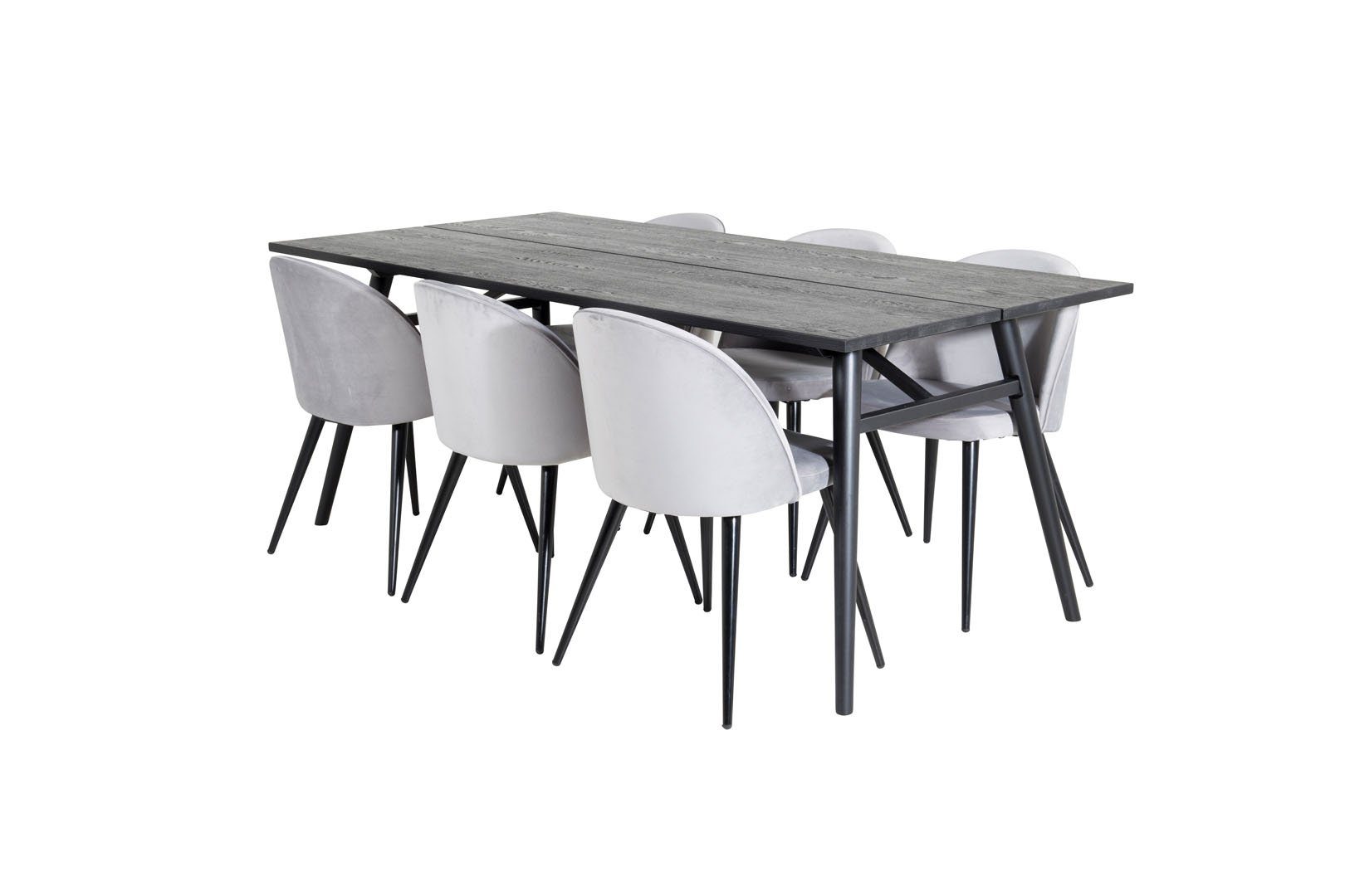 ebuy24 Essgruppe Sleek Essgruppe Esstisch ausziehbarer Tisch Lä, (7-tlg) schwarz;hellgrau