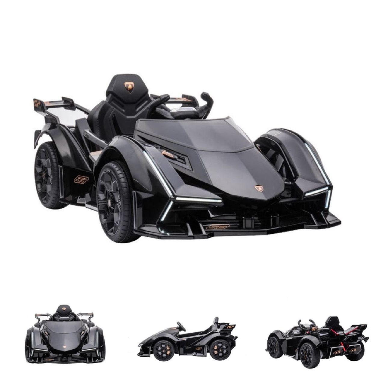 ES-Toys Elektro-Kinderauto Elektroauto Lamborghini V12, Belastbarkeit 40 kg, Vision Gran Turismo Fernbedienung MP3