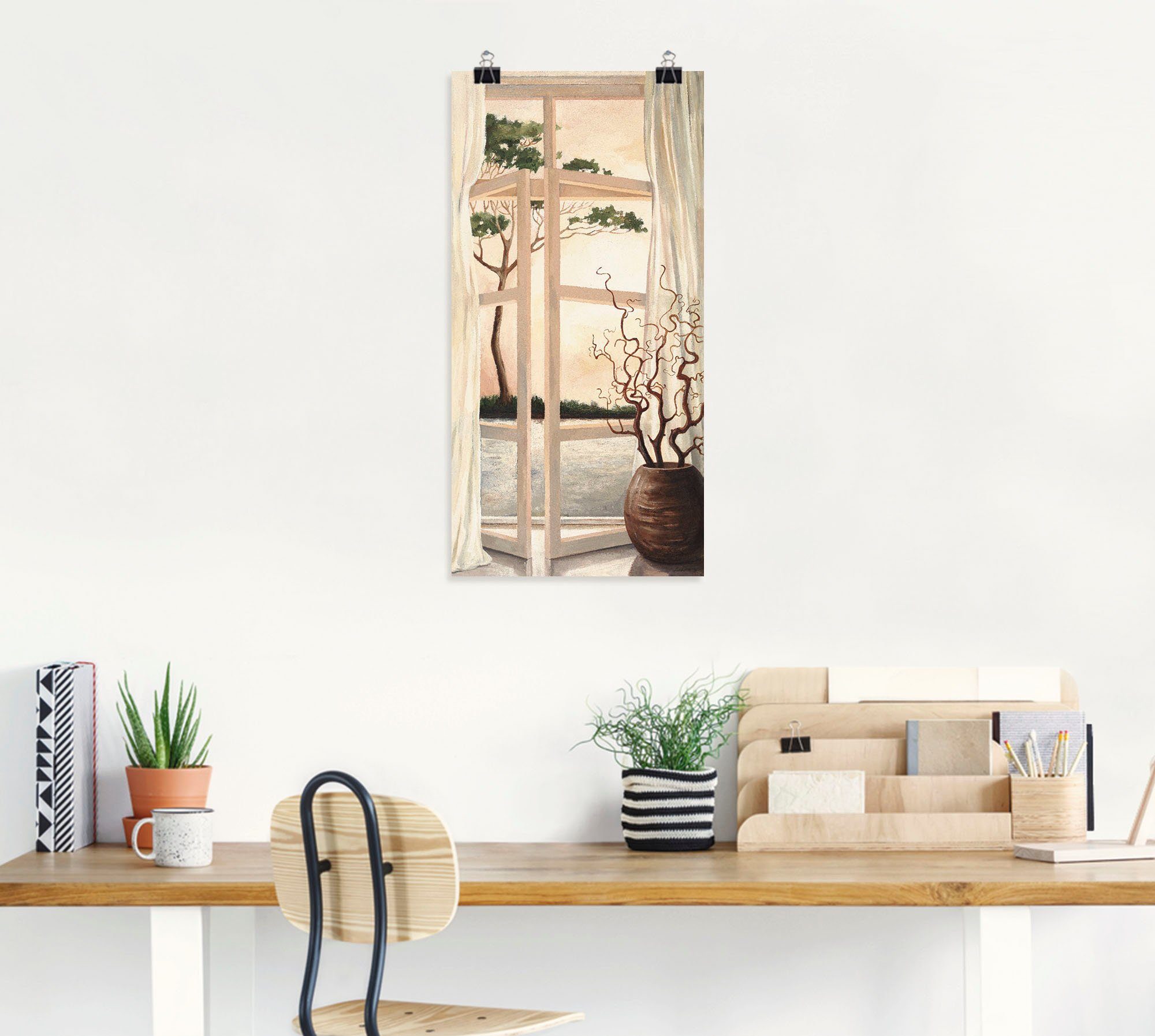Größen Artland Wandaufkleber oder Sonnenuntergang, Leinwandbild, Fensterblick als Fensterbild St), in Toskanischer versch. Wandbild Poster Alubild, (1