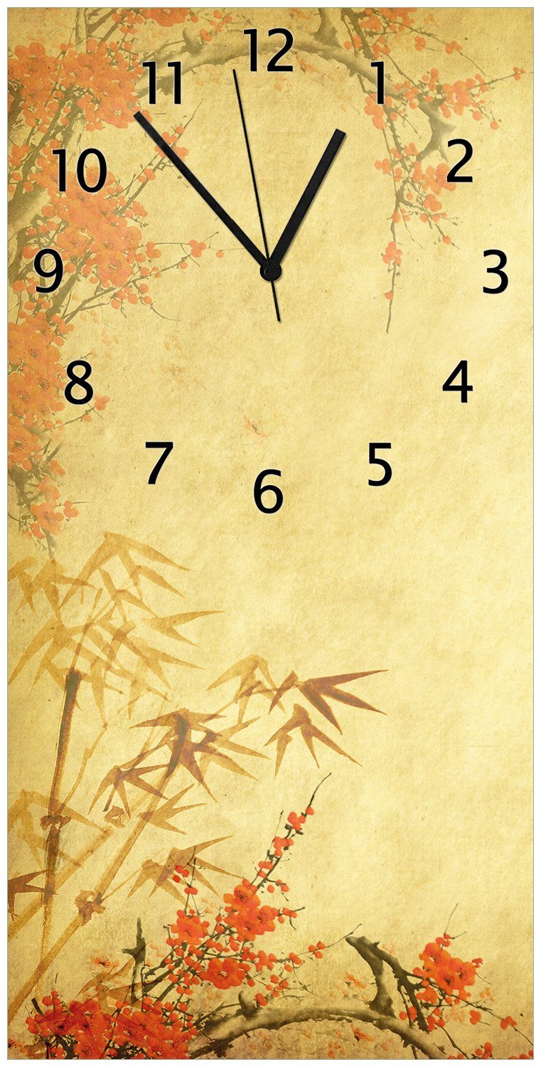 Wallario Wanduhr Herbststimmung  alter Papyrus mit Herbstmotiven (Uhr aus Acryl)