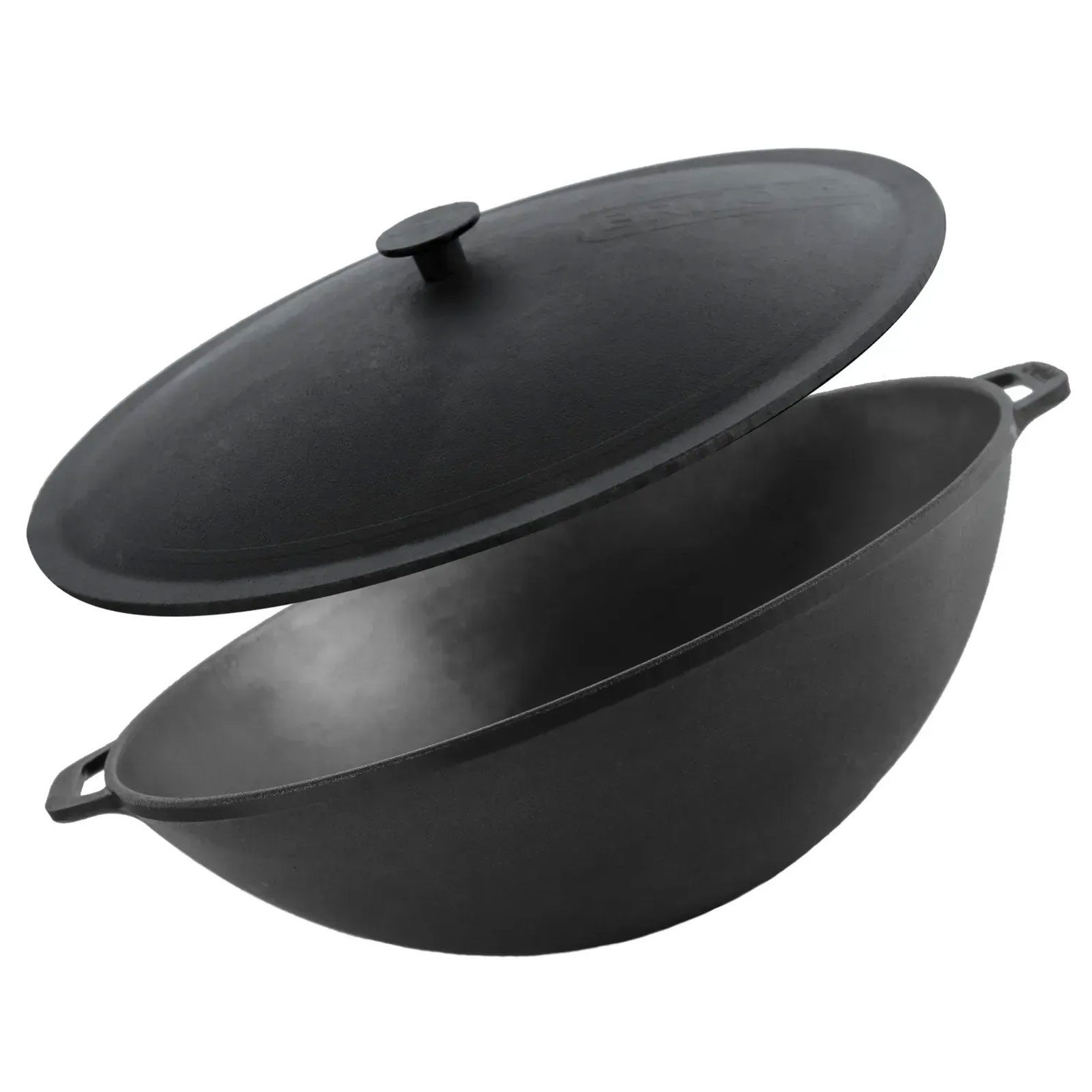 4BIG.fun Wok Ø36 cm Wok Gusseisen Kazan 8L mit Gusseisendeckel, Gusseisen (Asia Wok - Kazan aus Gusseisen)