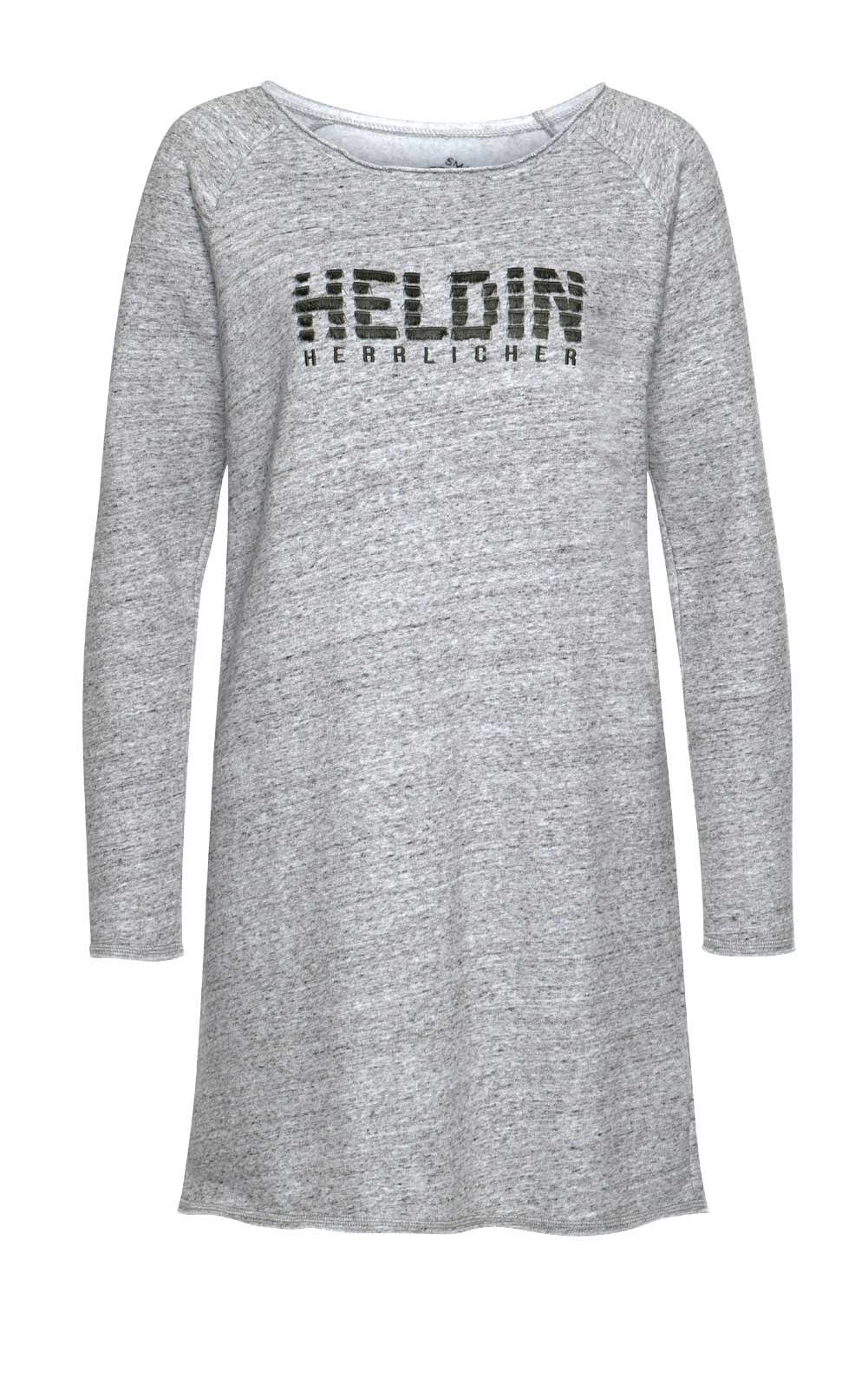 grau-melange" HERRLICHER Longshirt CARRA", Damen Marken-Sweat-Longshirt-Kleid Herrlicher
