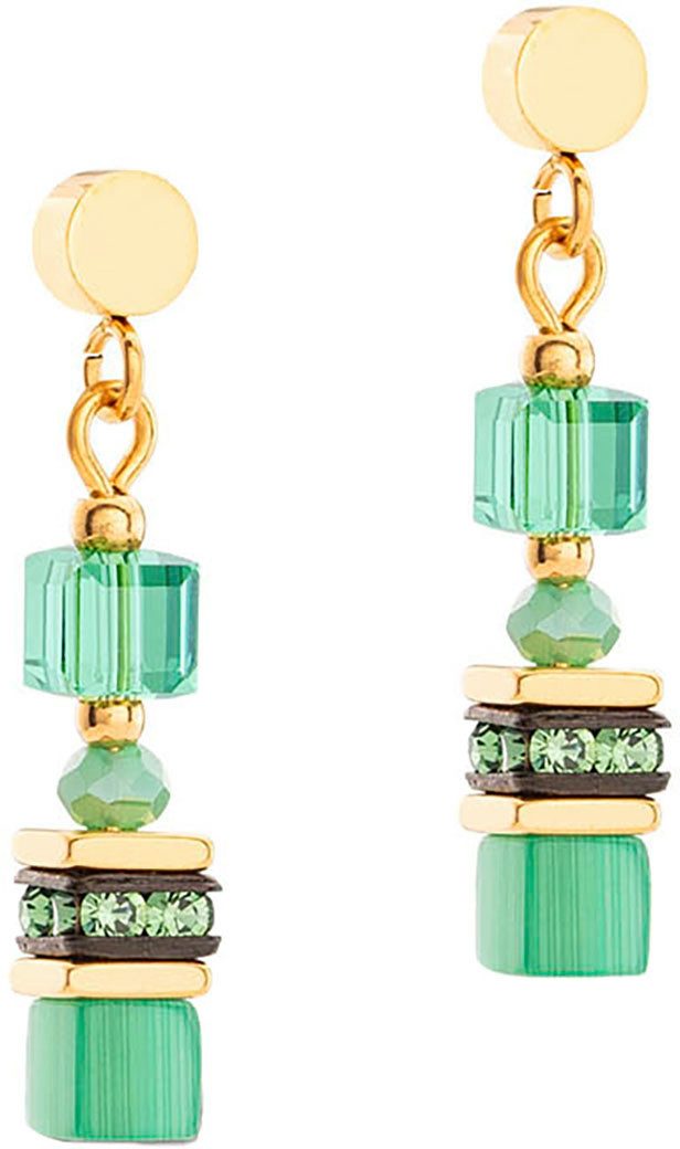 COEUR DE LION Paar Серьги-гвоздики Schmuck Geschenk Edelstahl Mini Cubes Würfelkette, Made in Germany - mit Tigerauge s., Swarovski® Kristall, Strassstein