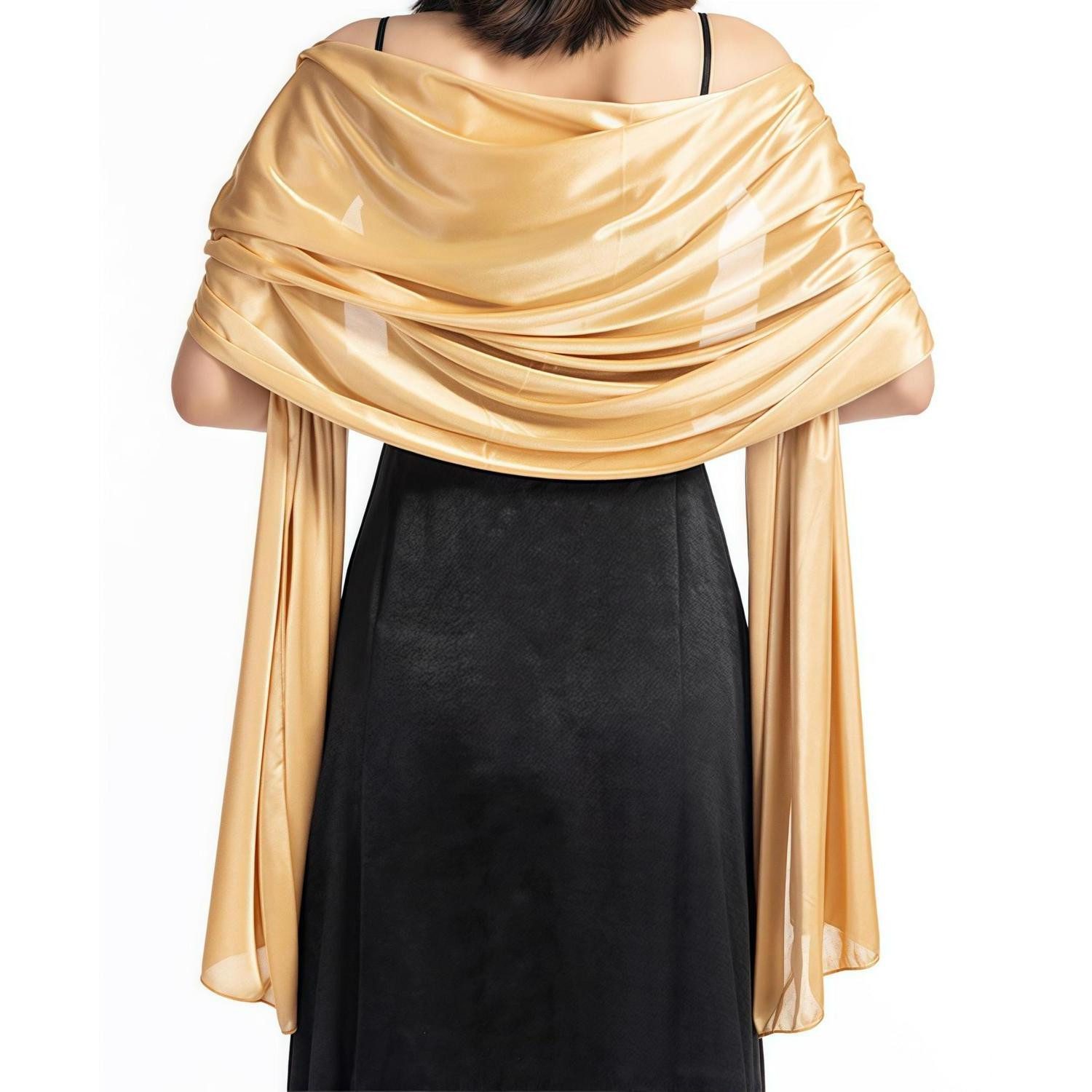 LuxusKollektion Halstuch Damen Halstuch Chiffon Sommer Eleganter Schal Golden, (1-St)