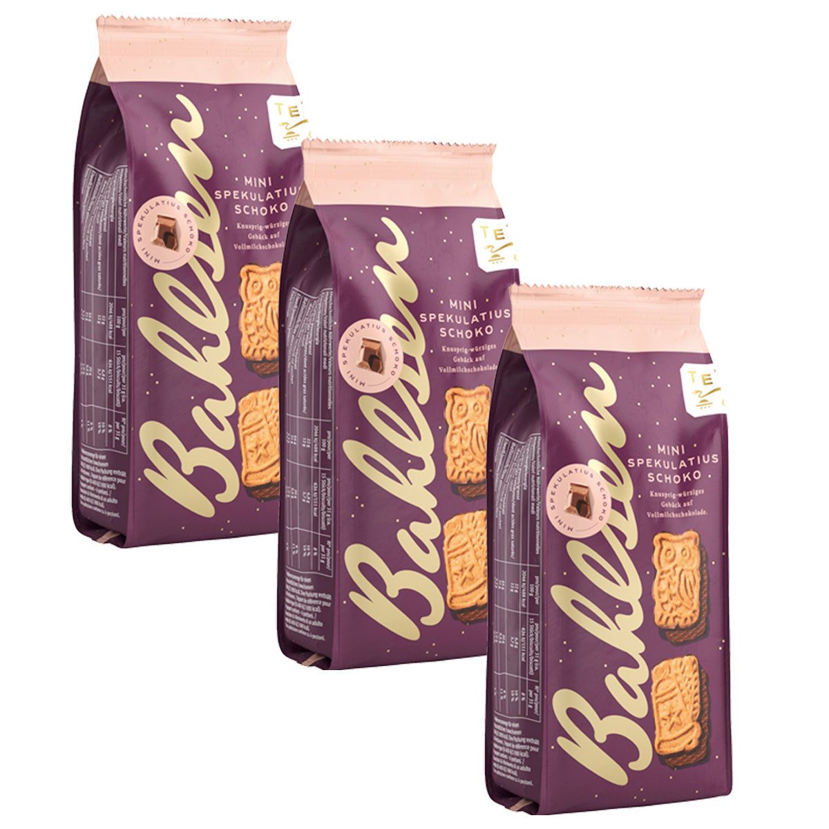 BAHLSEN Süßigkeit, Bahlsen Mini Schoko Spekulatius mit Vollmilchschokolade 200g 3er Pack