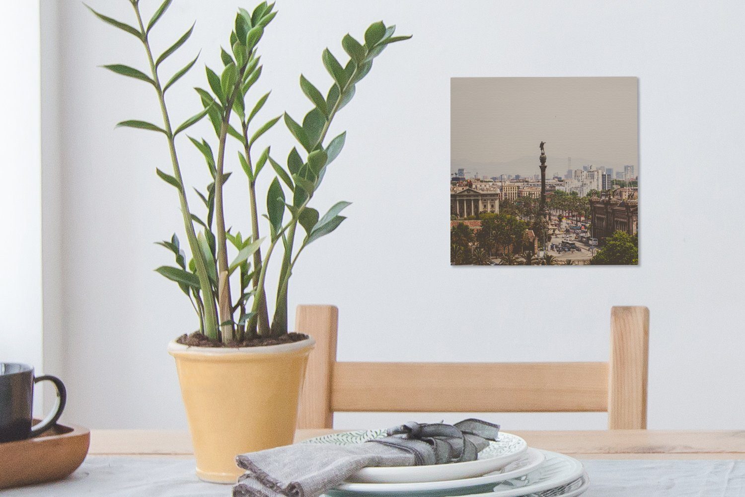 Barcelona Wohnzimmer Leinwand - Bilder für St), OneMillionCanvasses® - (1 Statue Kolumbus, Schlafzimmer Leinwandbild