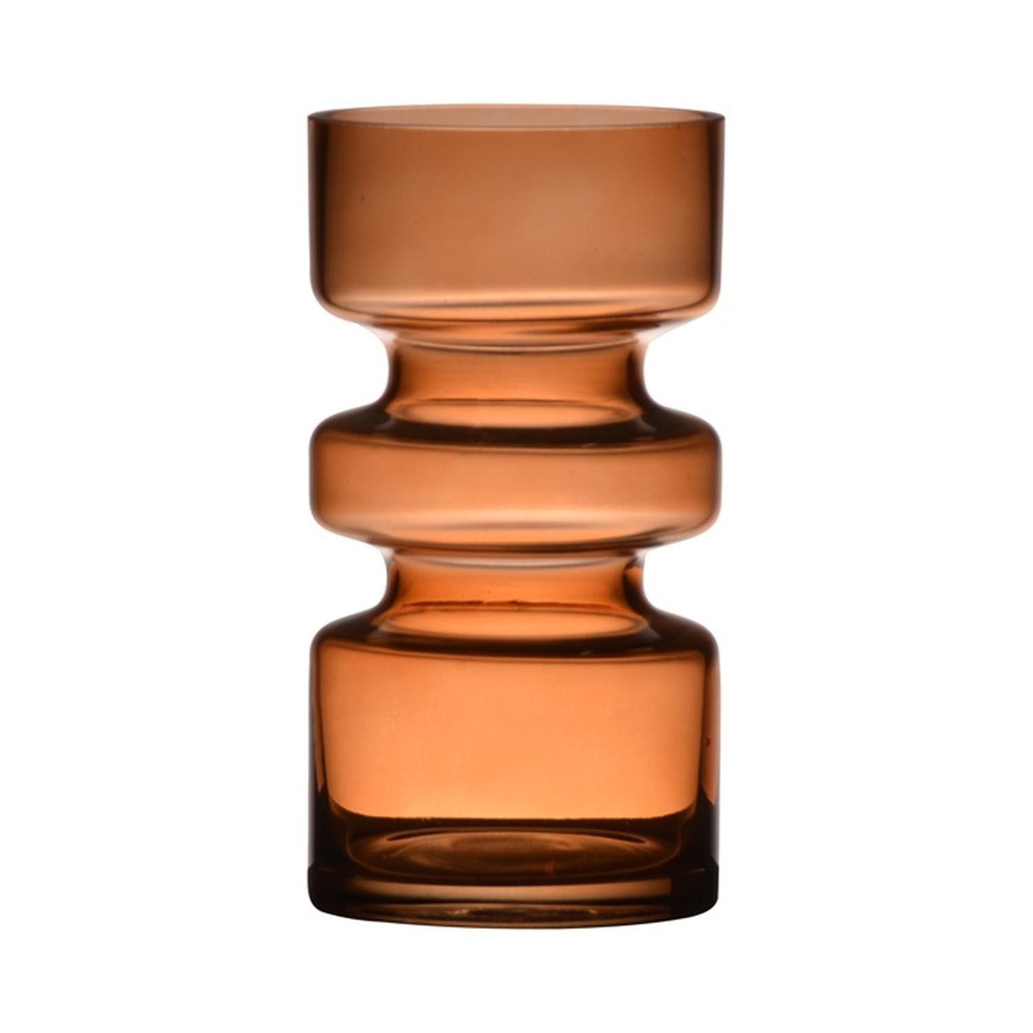 INNA-Glas Dekovase Ausgefallene Glas Vase TAMLIN, orange-braun-klar, 17cm, Ø9cm