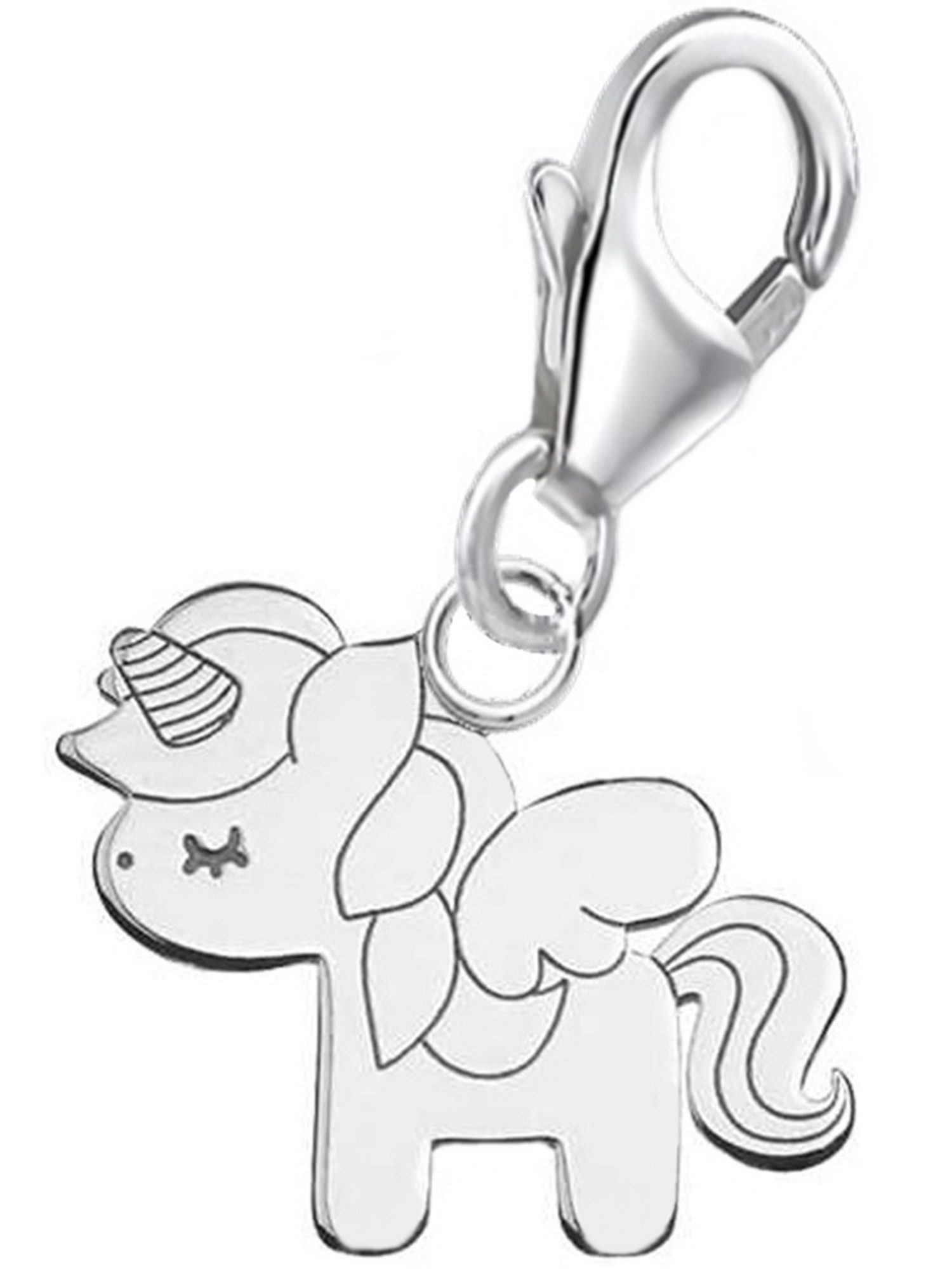 Charm-Einhänger Einhorn Karabiner Charm Anhänger aus 925 Silber Kinder