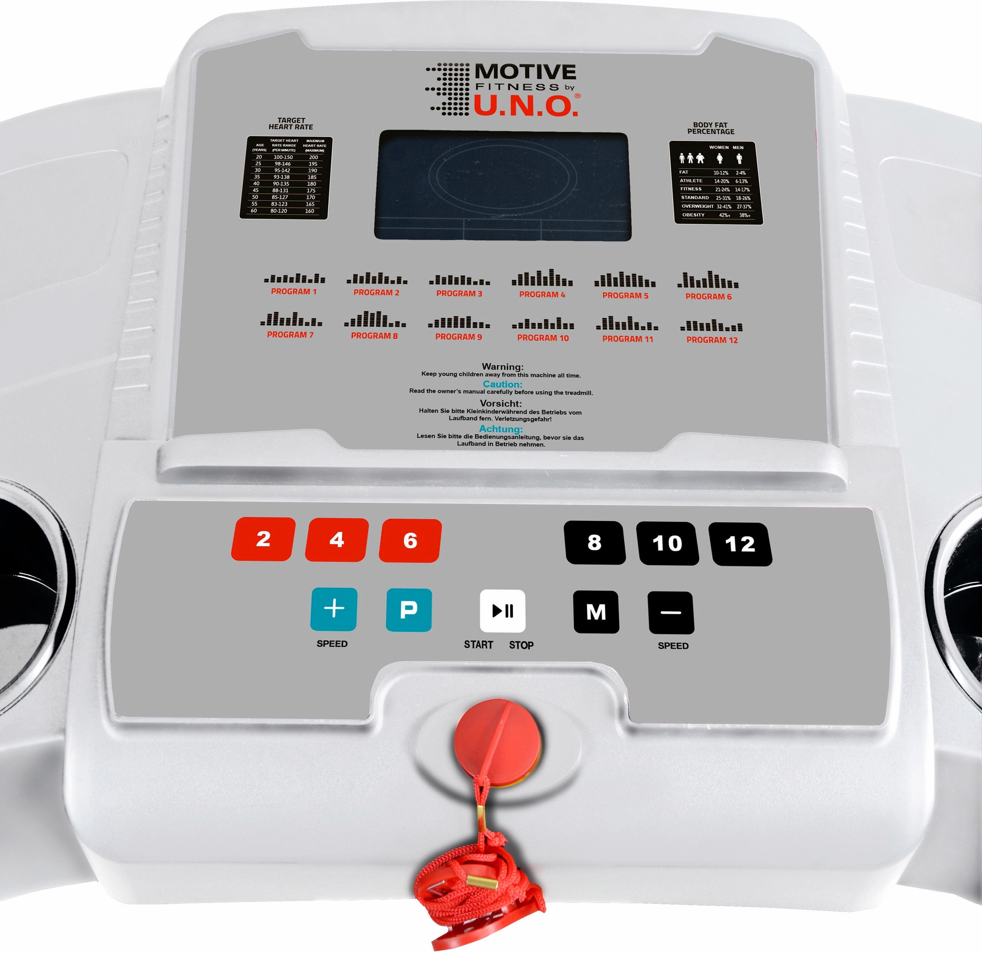 MOTIVE FITNESS by U.N.O. Laufband Speed Master 1.8 M (mit/ohne Unterlegmatte) (Multifunktions-LCD-Display), bis max. 18 km/h, klappbar, 120 kg max. Benutzergewicht