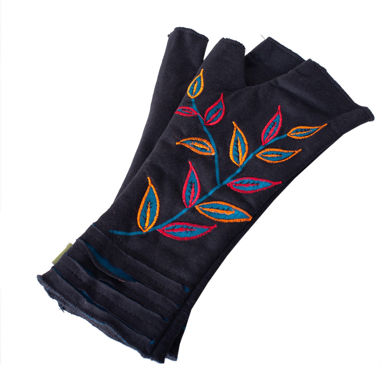 Vishes Armstulpen Bestickte Damen Handschuhe Stulpen mit Daumen Fleece Gefü günstig online kaufen