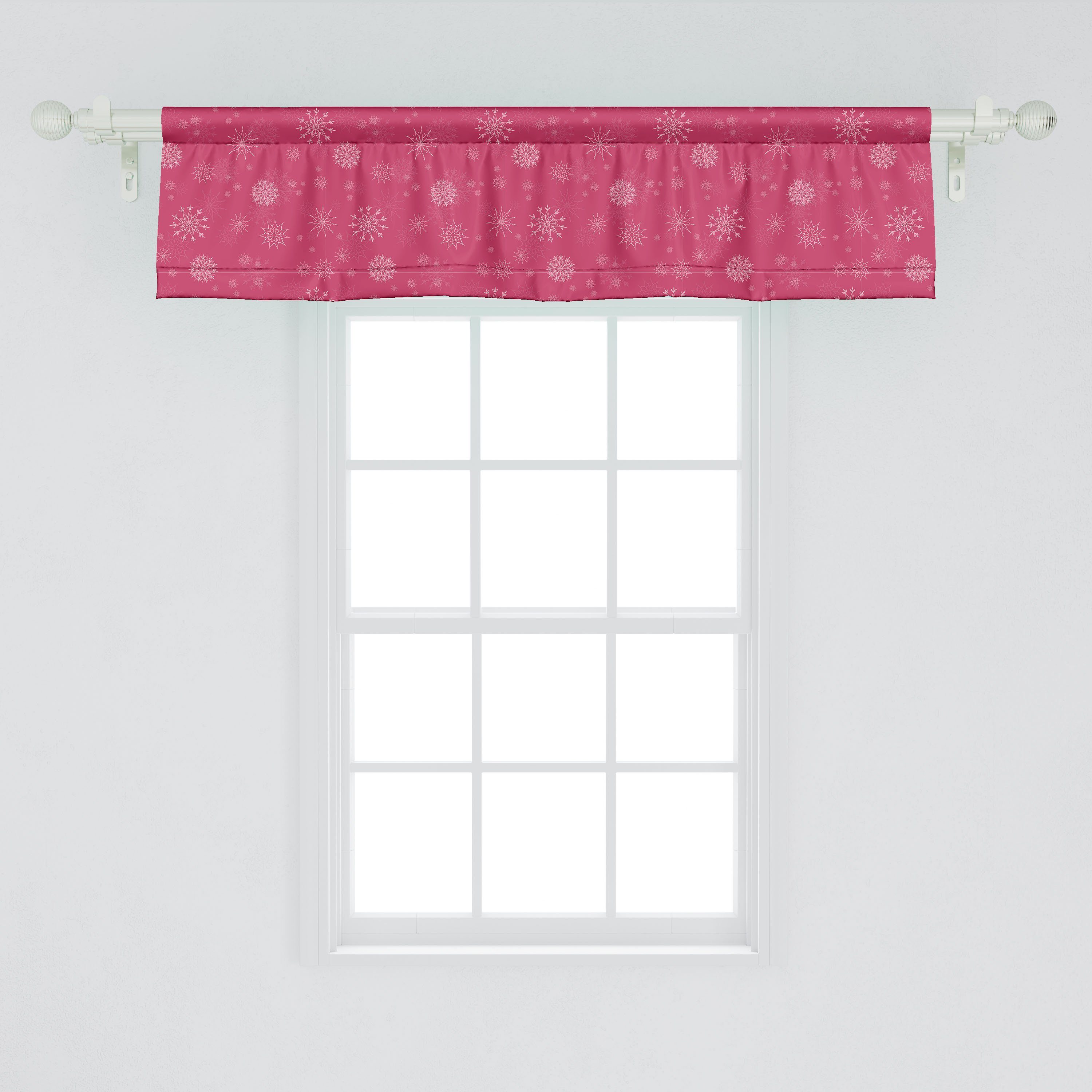 Scheibengardine Vorhang Volant für Küche Sanfte Microfaser, Schnee mit Dekor Abakuhaus, Stangentasche, Winter Schlafzimmer Feminine