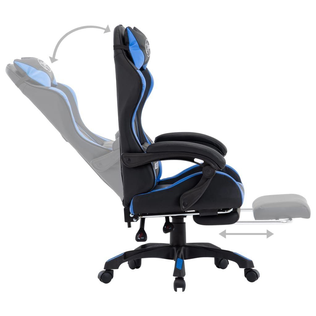 Blau Blau Bürostuhl (1 Schwarz und | Schwarz Blau St) mit und Gaming-Stuhl Fußstütze Kunstleder Schwarz und vidaXL