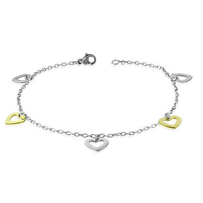 BUNGSA Armband Bettelarmband offene Herzen Silber aus Edelstahl Damen (1 Armband, 1-tlg), Bracelet Armschmuck