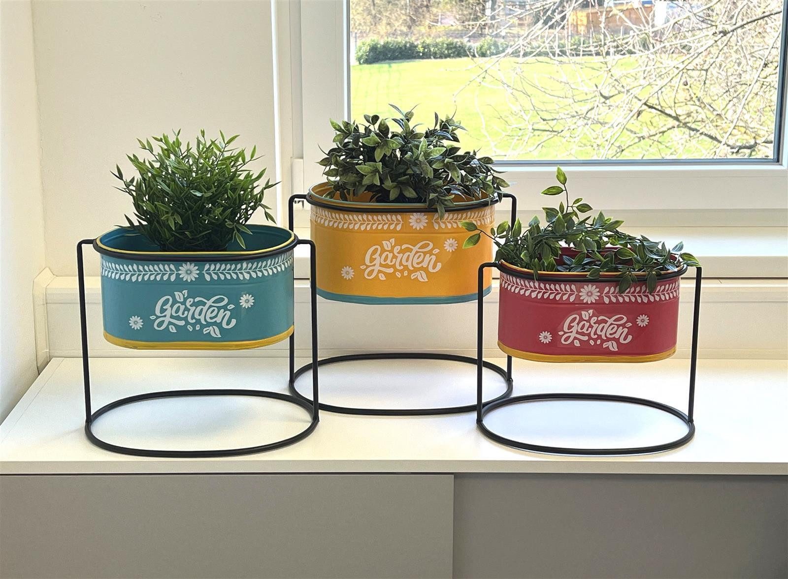 DanDiBo Blumenhocker line (3er Set Hocker, 3er Set), austauschbarer Topf