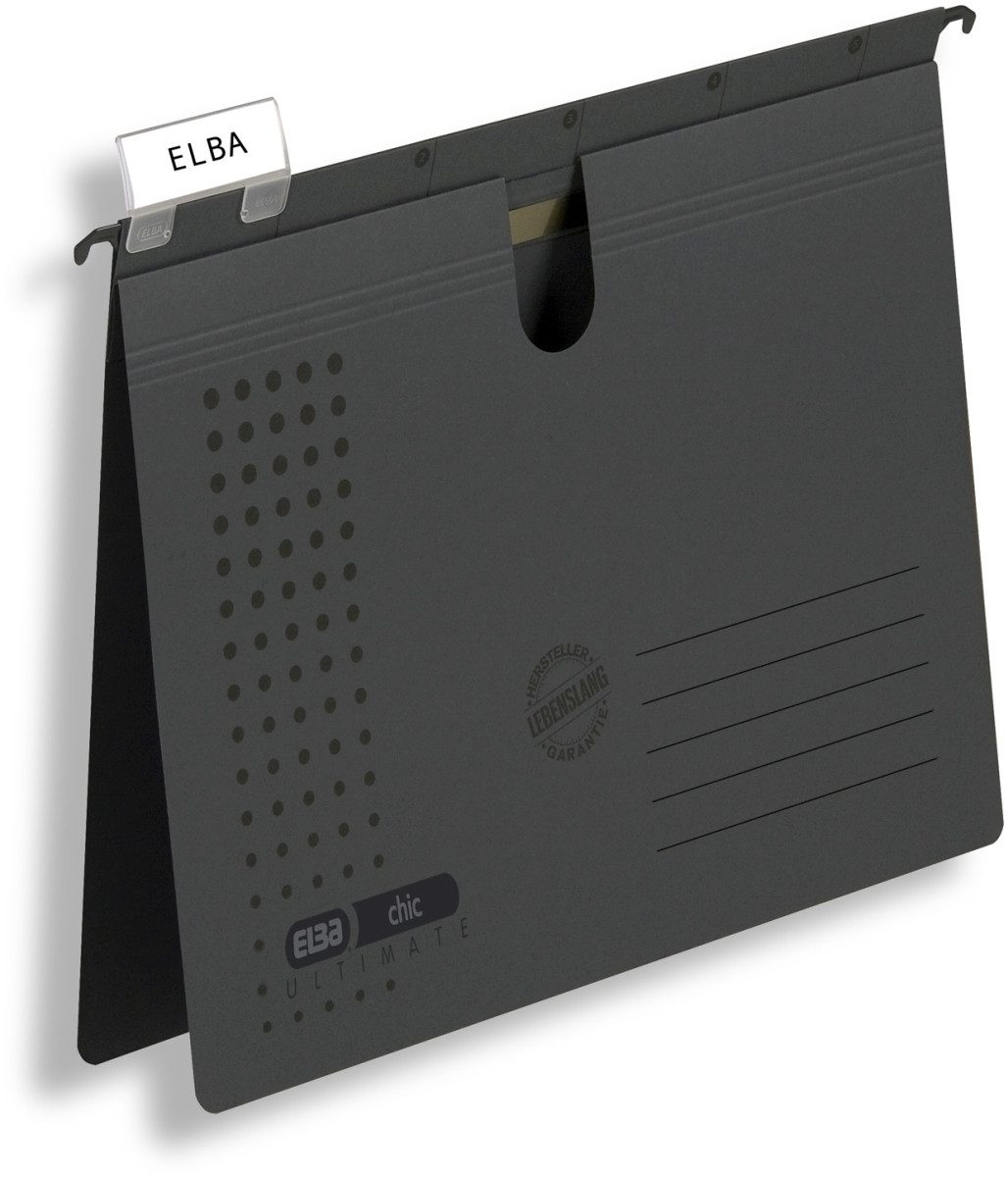 ELBA Hefter Hängehefter chic A4 230g/qm Karton (RC) anthrazit VE=5 Stück
